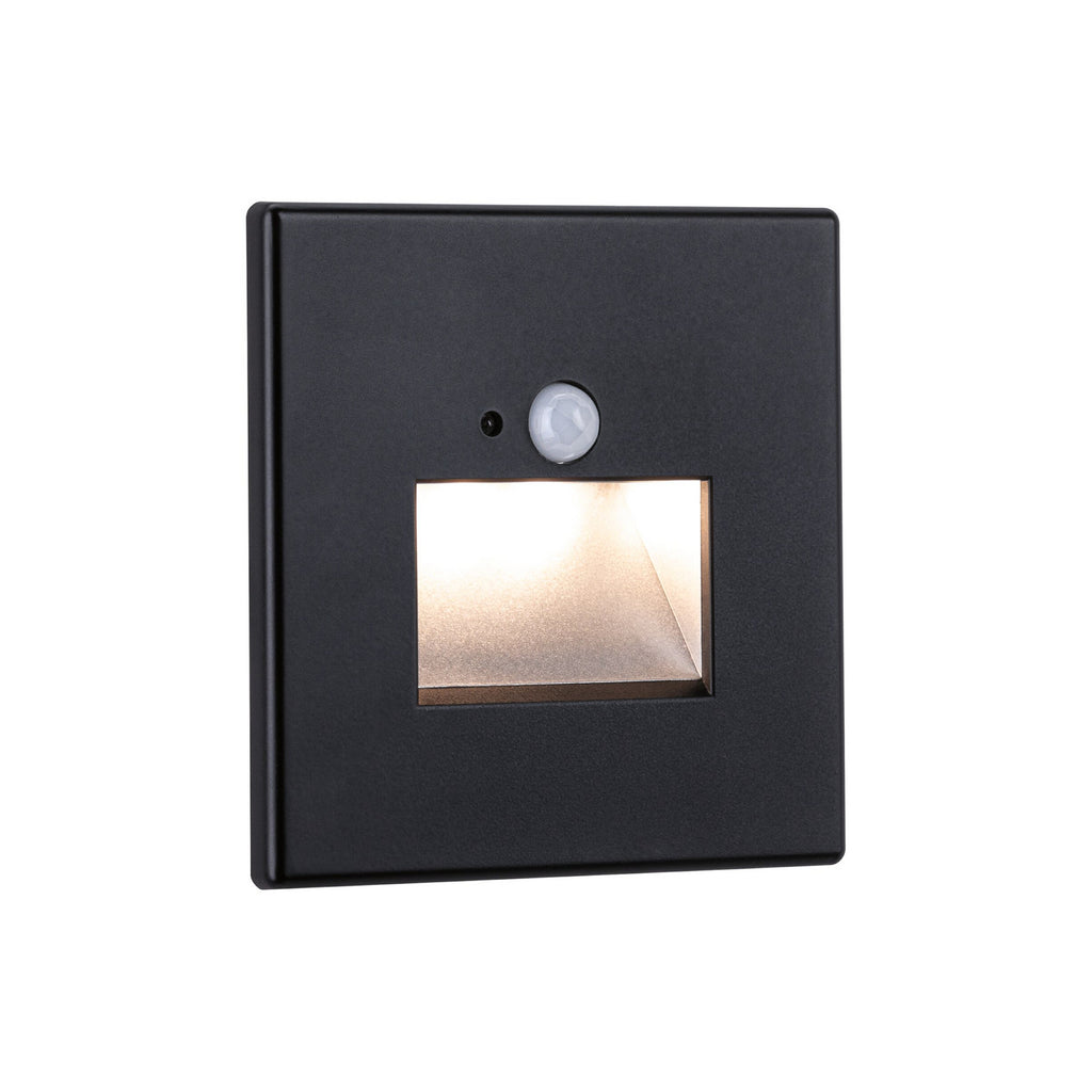 Montert LED vegginnbyggingslampe Edge Quadro med bevegelsessensor svart 8 cm i vegg