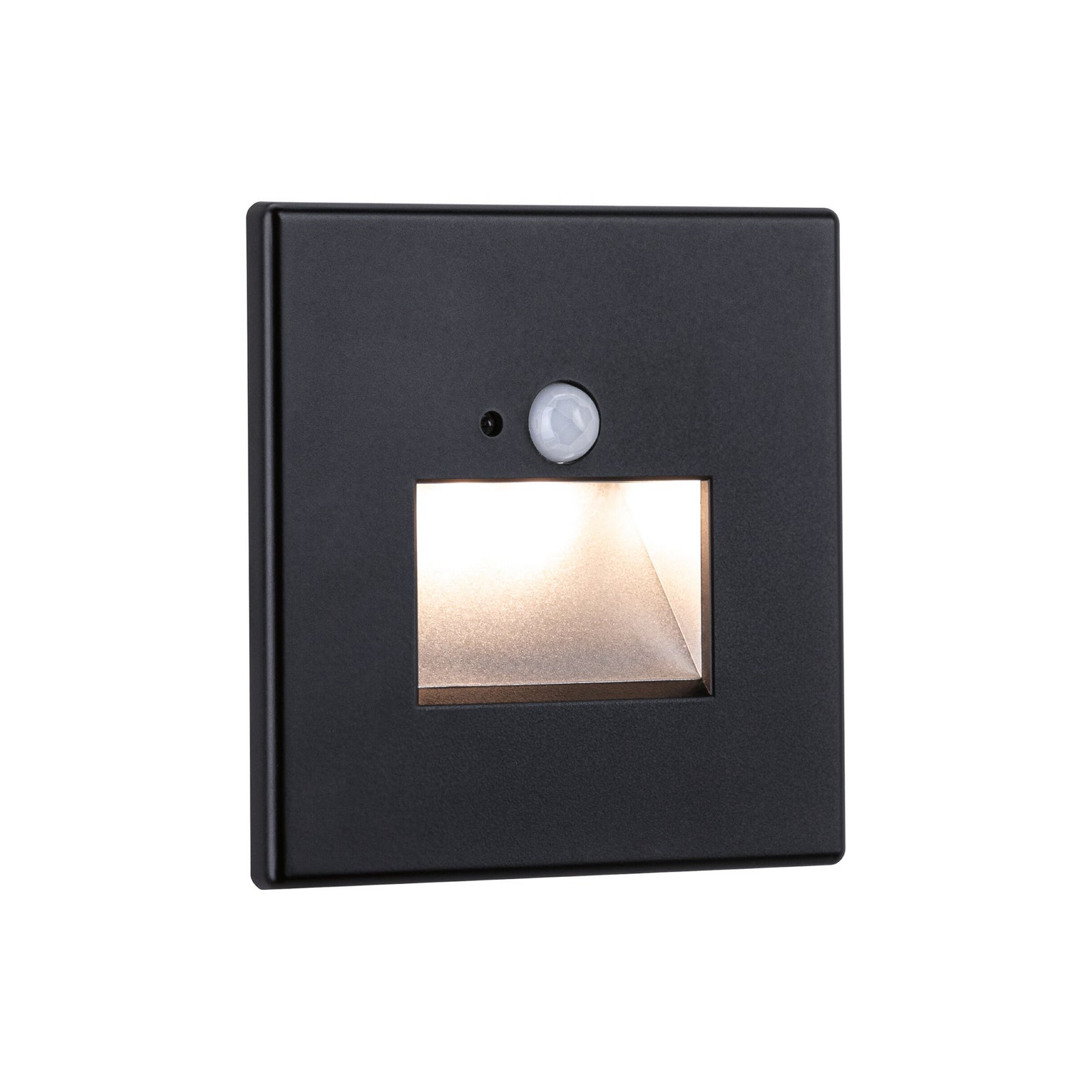Montert LED vegginnbyggingslampe Edge Quadro med bevegelsessensor svart 8 cm i vegg