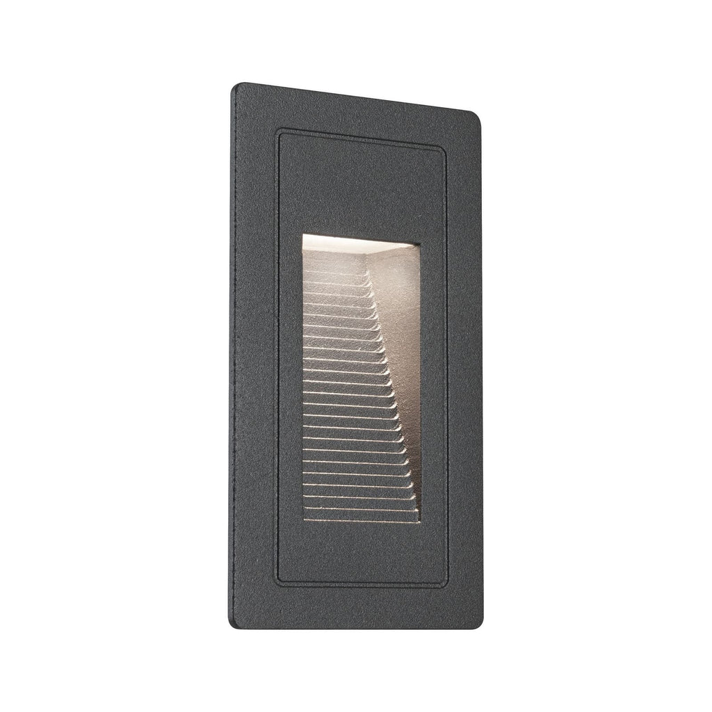 LED vegginnbyggingslampe High svart aluminium IP44 bakside