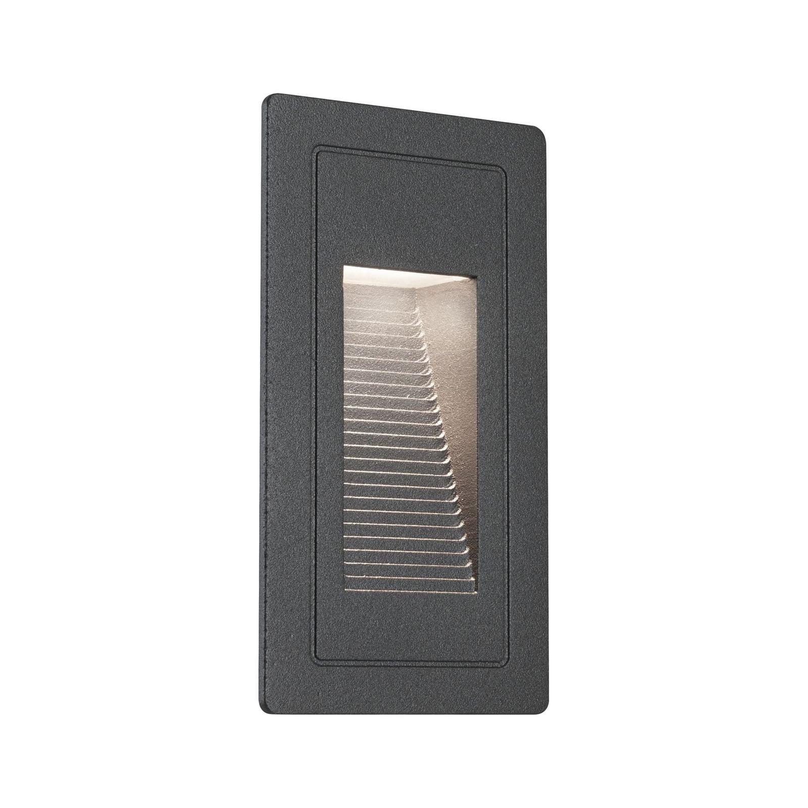 LED vegginnbyggingslampe High svart aluminium IP44 bakside