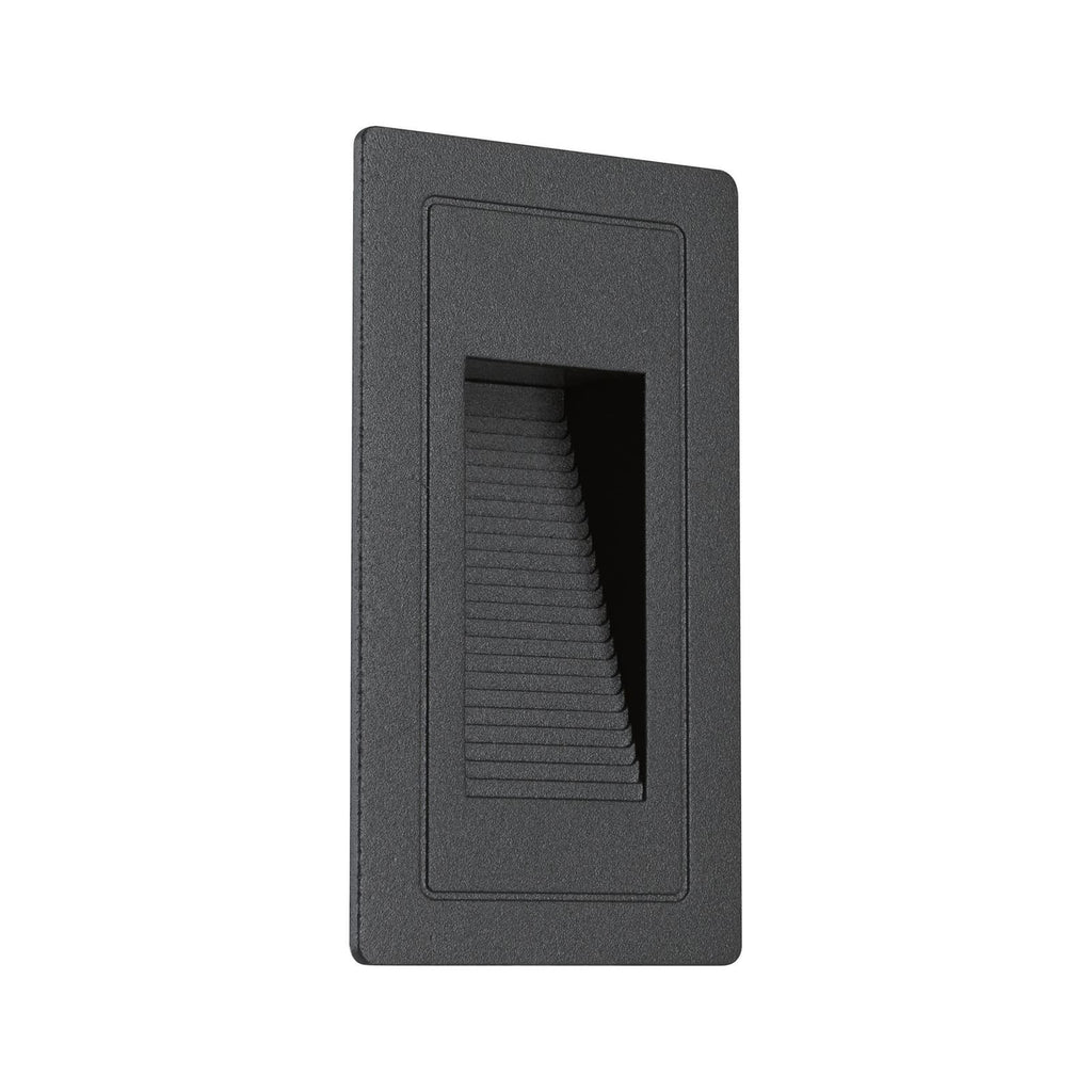 LED vegginnbyggingslampe High svart aluminium IP44 detalj av lyskilde