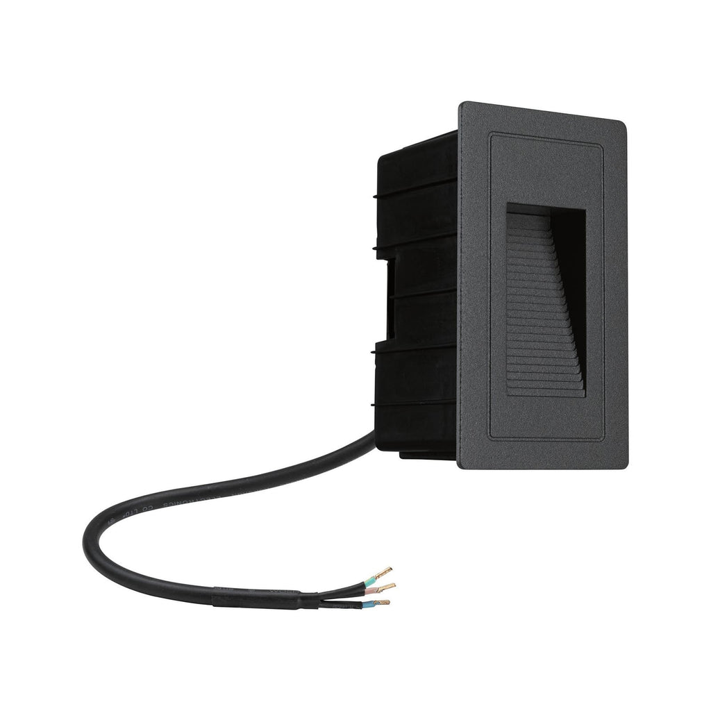 LED vegginnbyggingslampe High svart aluminium IP44 lysdetalj