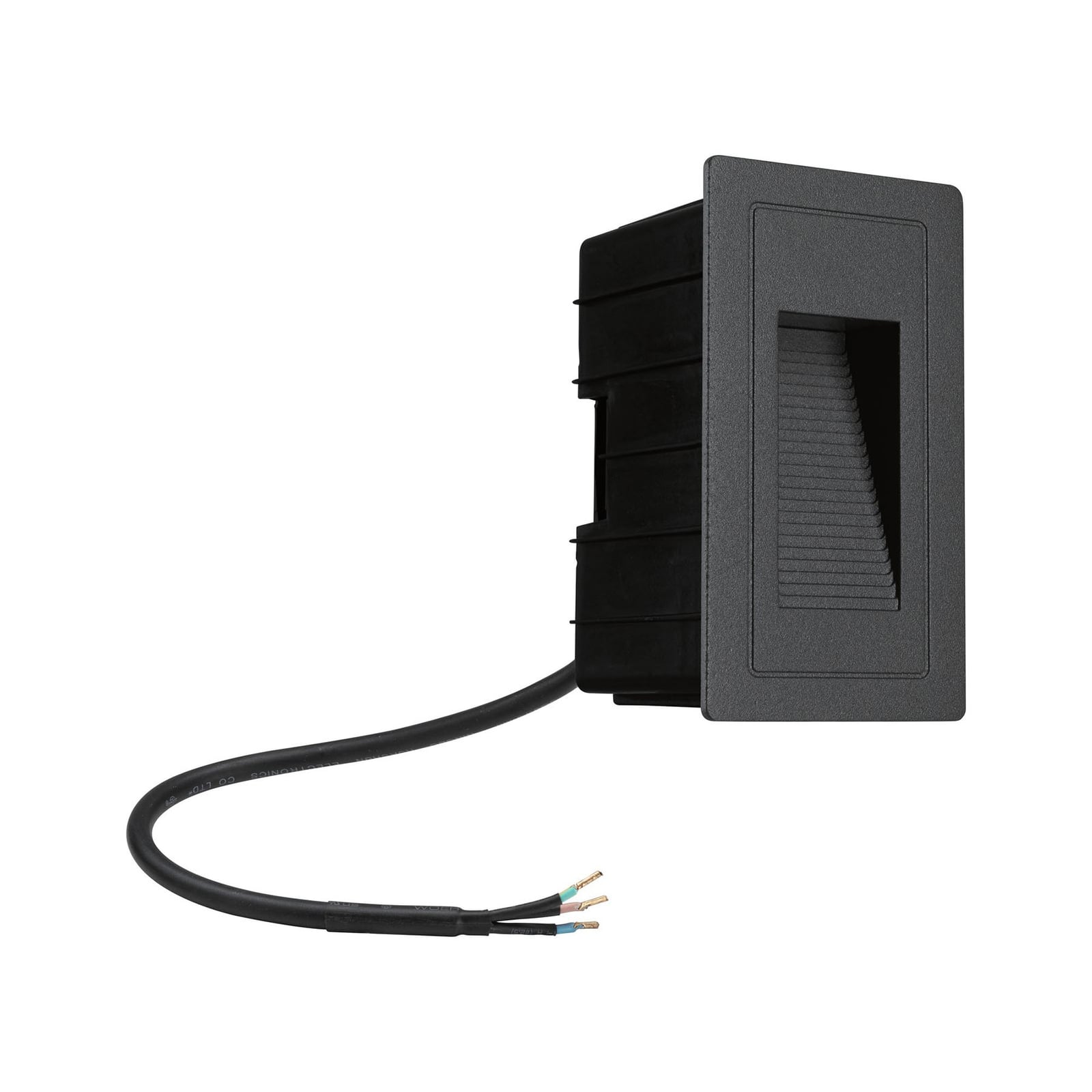 LED vegginnbyggingslampe High svart aluminium IP44 lysdetalj