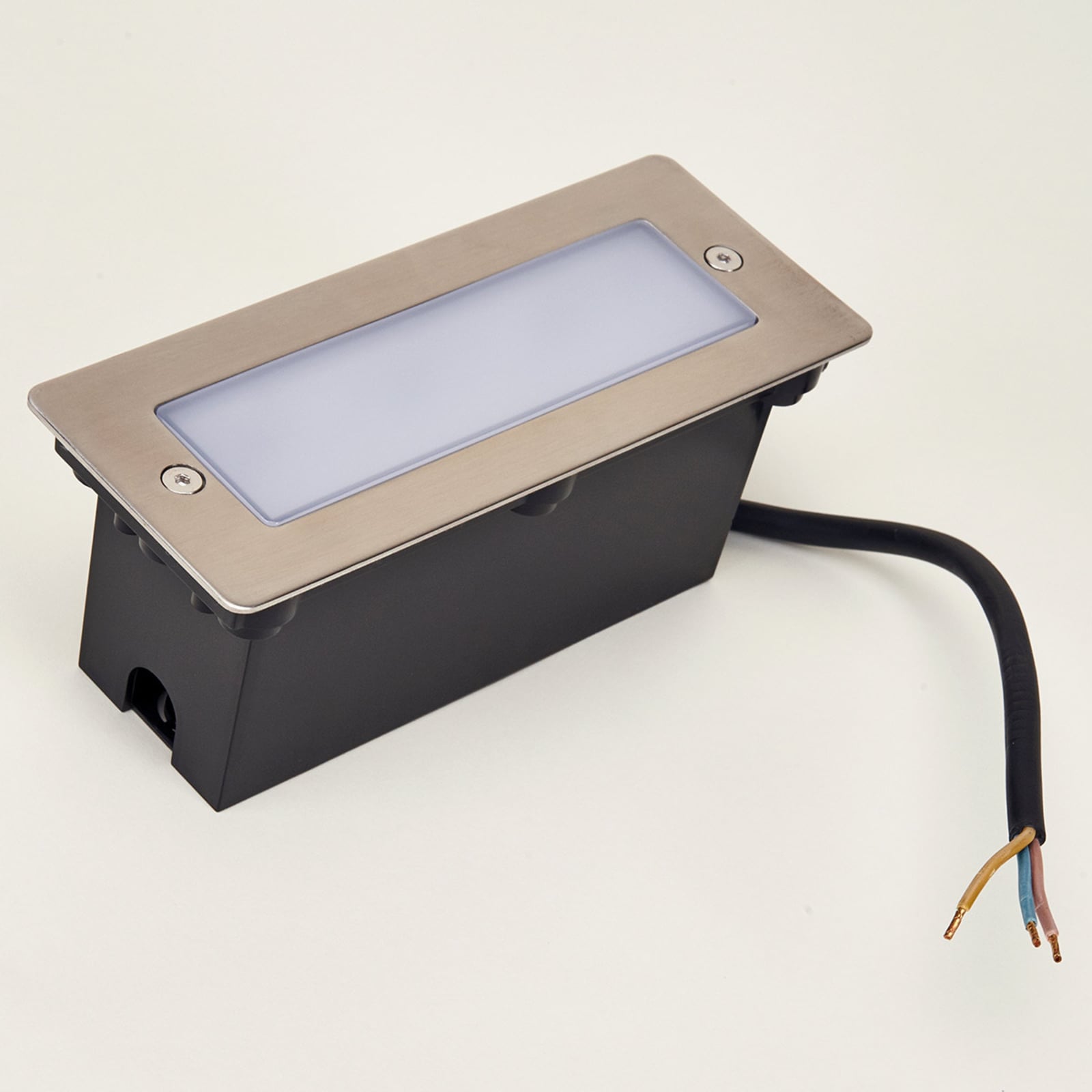 LED vegginnbyggingslampe Holly rustfritt stål 17 cm IP65 detalj av ramme