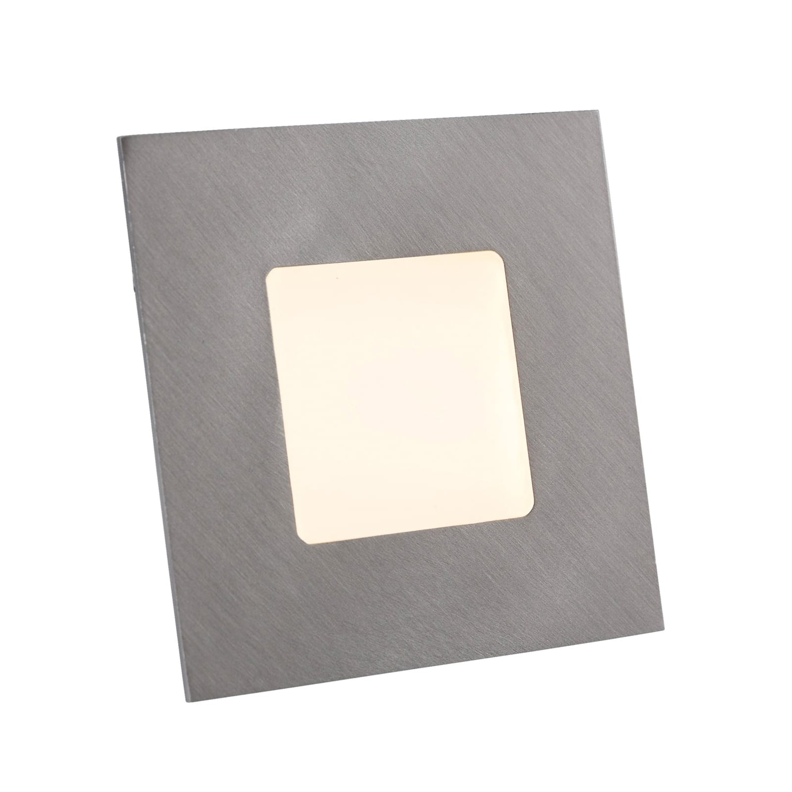 LED vegginnbyggingslampe Klaus sølv 7,5x7,5 cm bakside