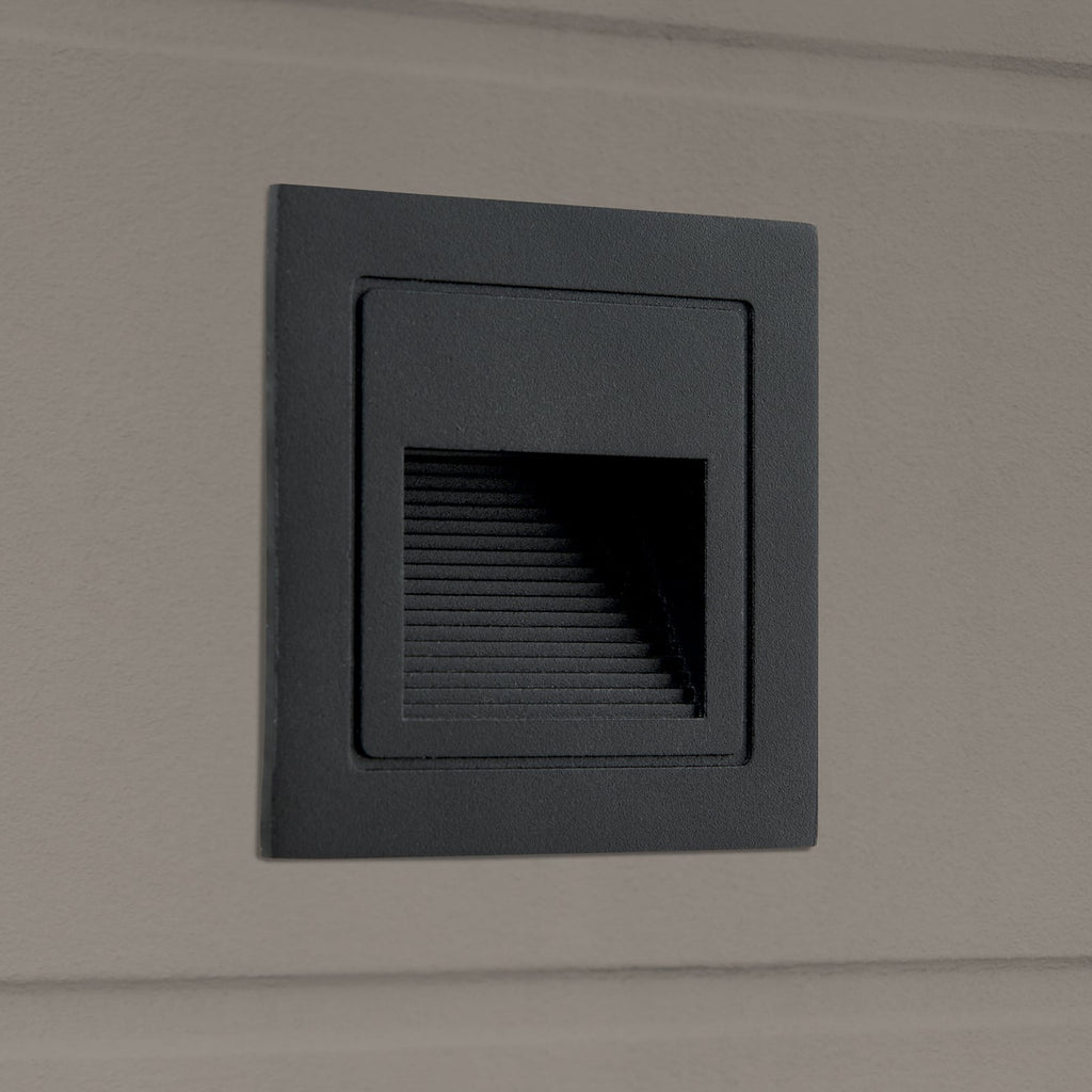Detalj av LED vegginnbyggingslampe Loro svart aluminium lampekropp