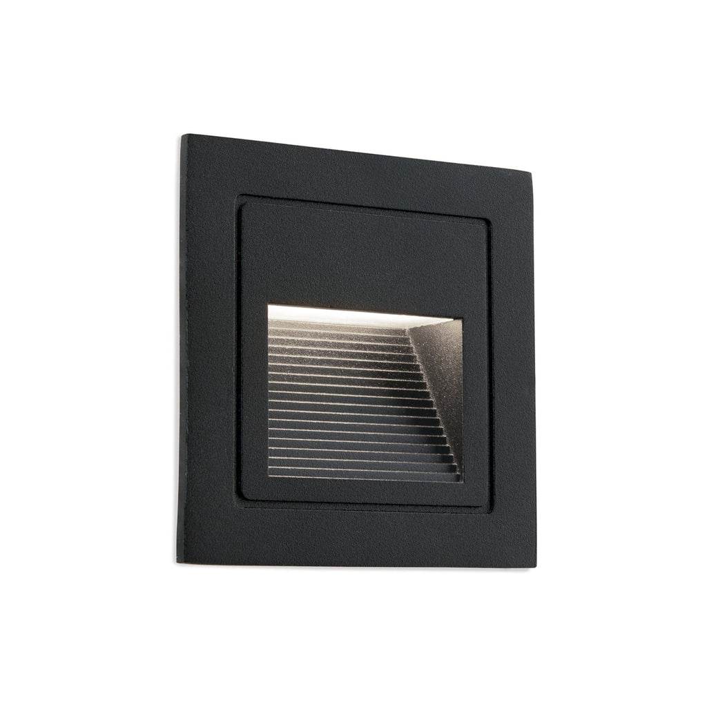LED vegginnbyggingslampe Loro svart aluminium front