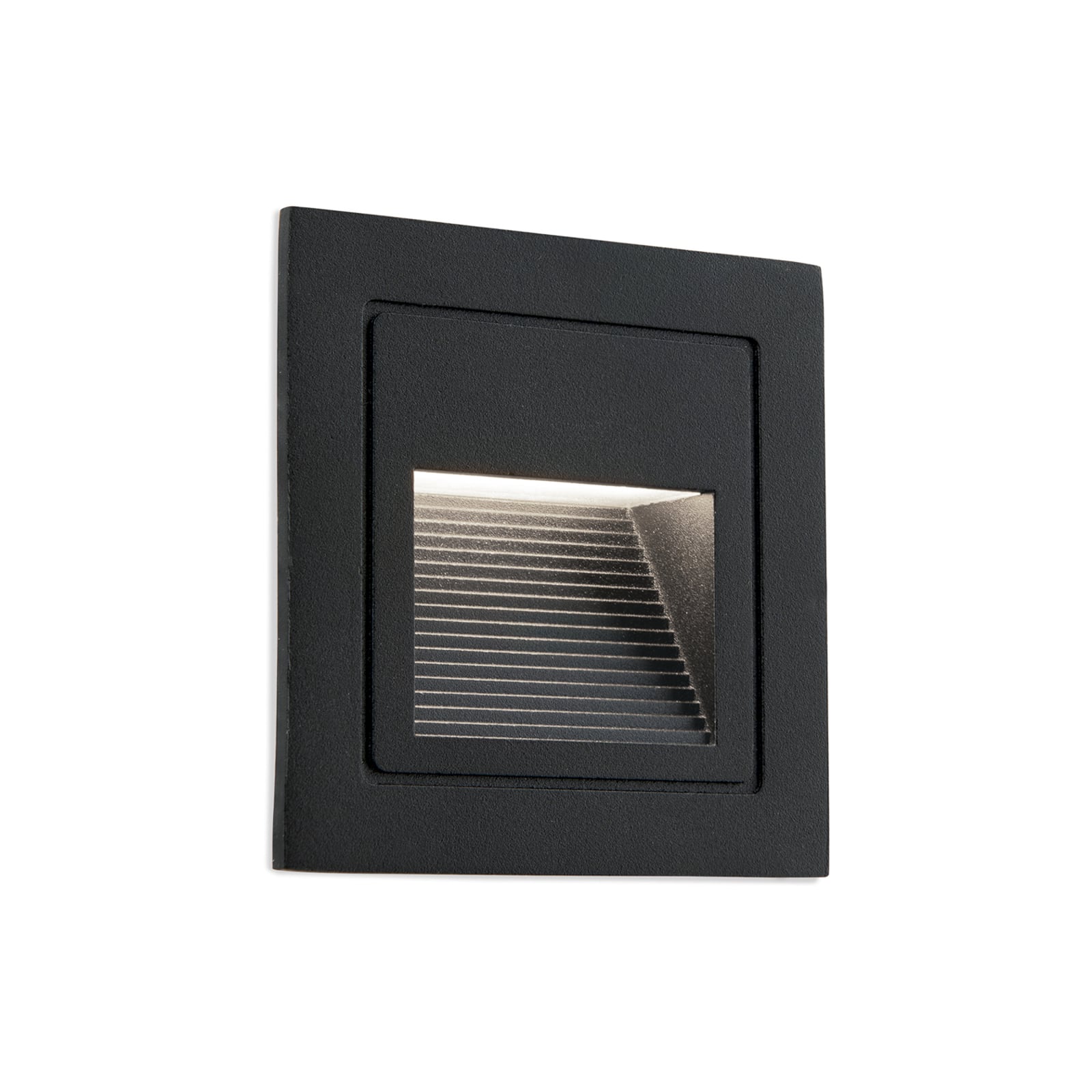 LED vegginnbyggingslampe Loro svart aluminium front