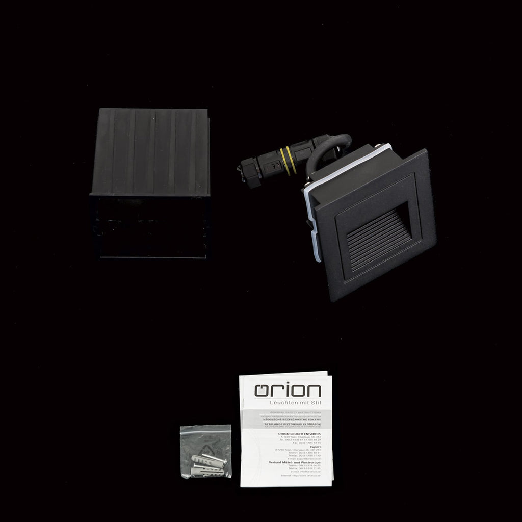 LED vegginnbyggingslampe Loro svart aluminium IP65 tilkoblingsboks