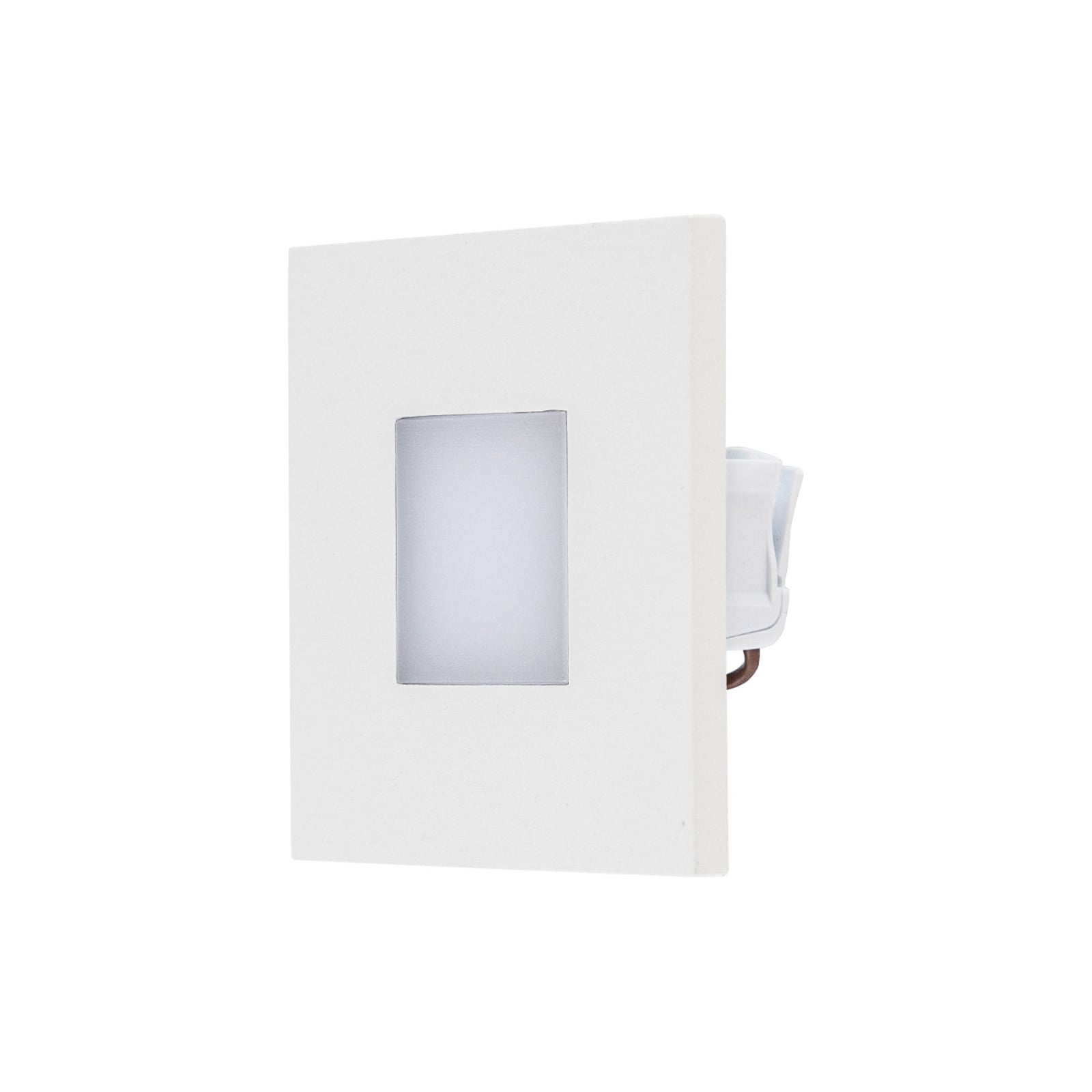 LED vegginnbyggingslampe LQ230 hvit rustfritt stål detalj av ramme