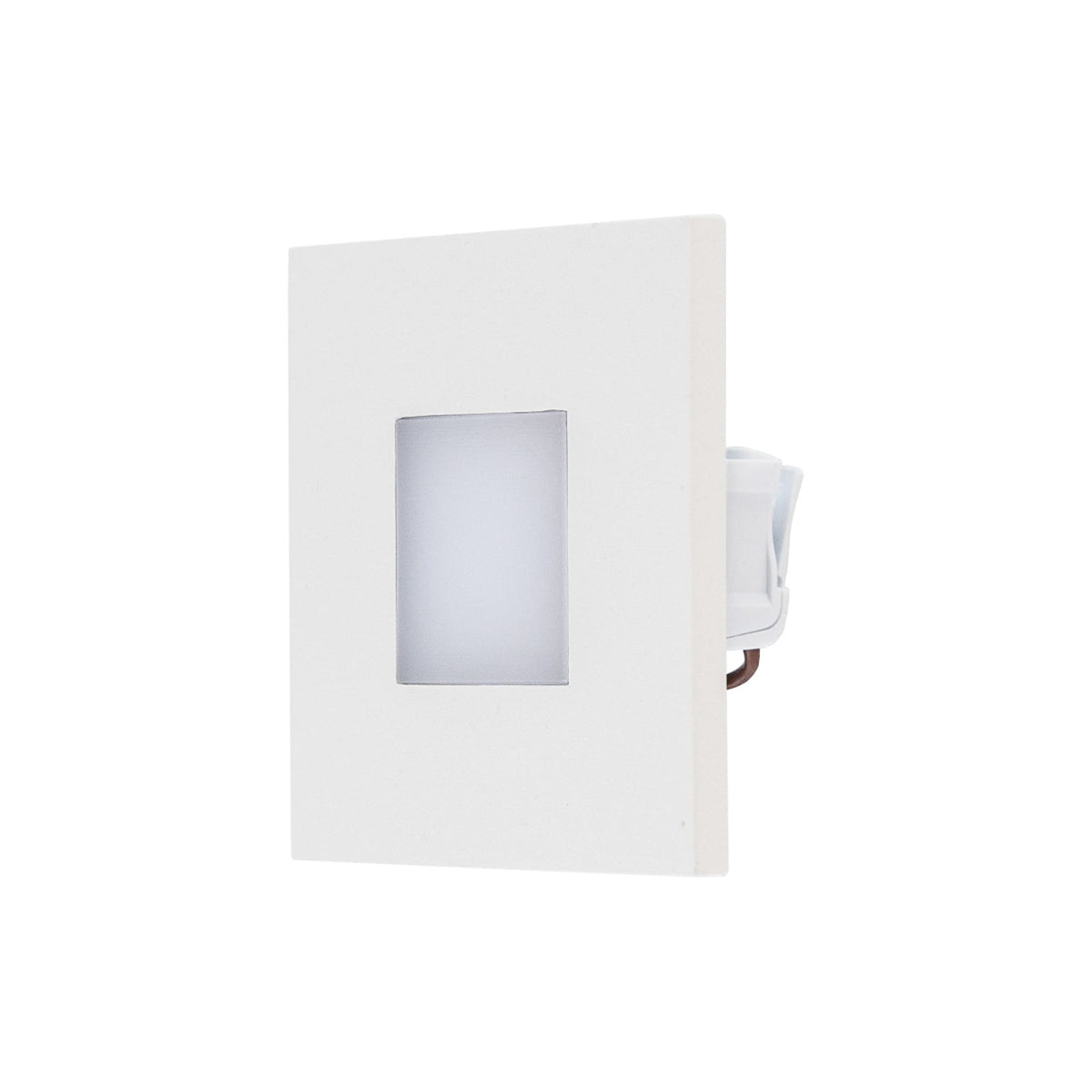 LED vegginnbyggingslampe LQ230 hvit rustfritt stål detalj av ramme
