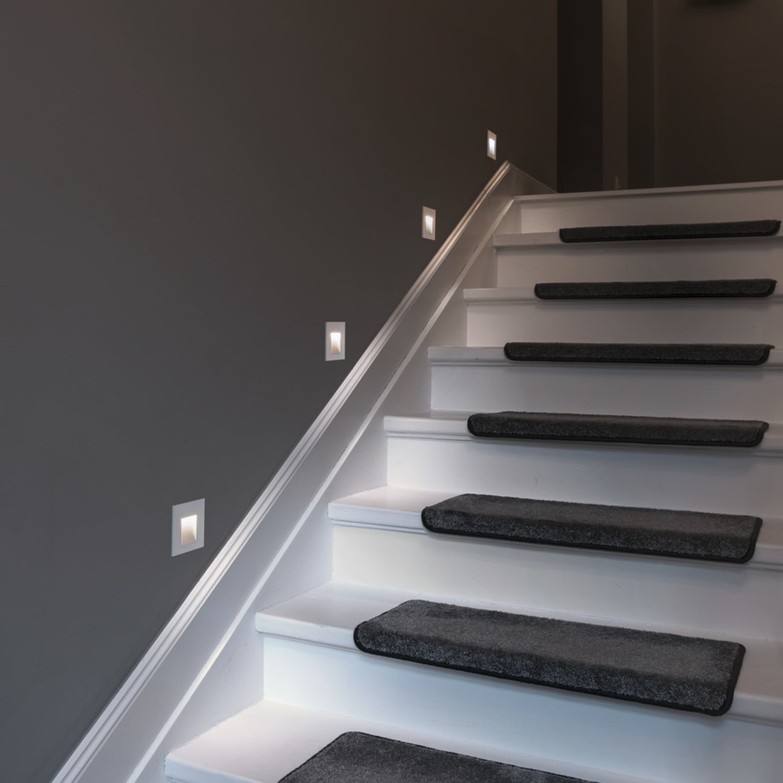 Detalj av LED vegginnbyggingslampe Mobala hvit aluminium 3000K