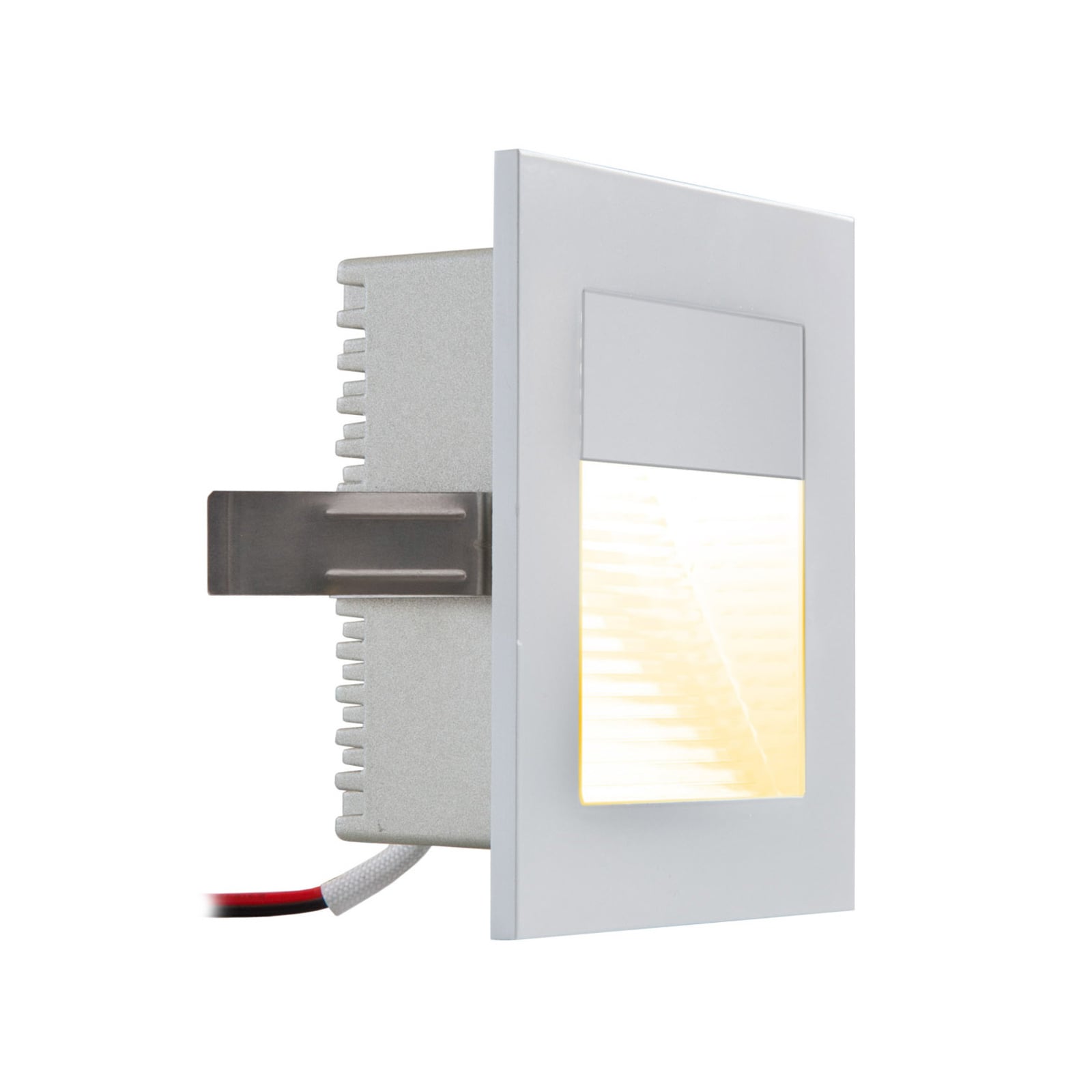 LED vegginnbyggingslampe P2170 sølv 9x9 cm 3000K forfra