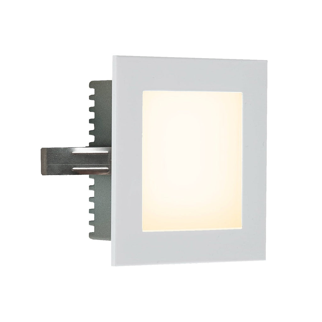 LED vegginnbyggingslampe P2180 aluminium hvit 9x9 cm forfra