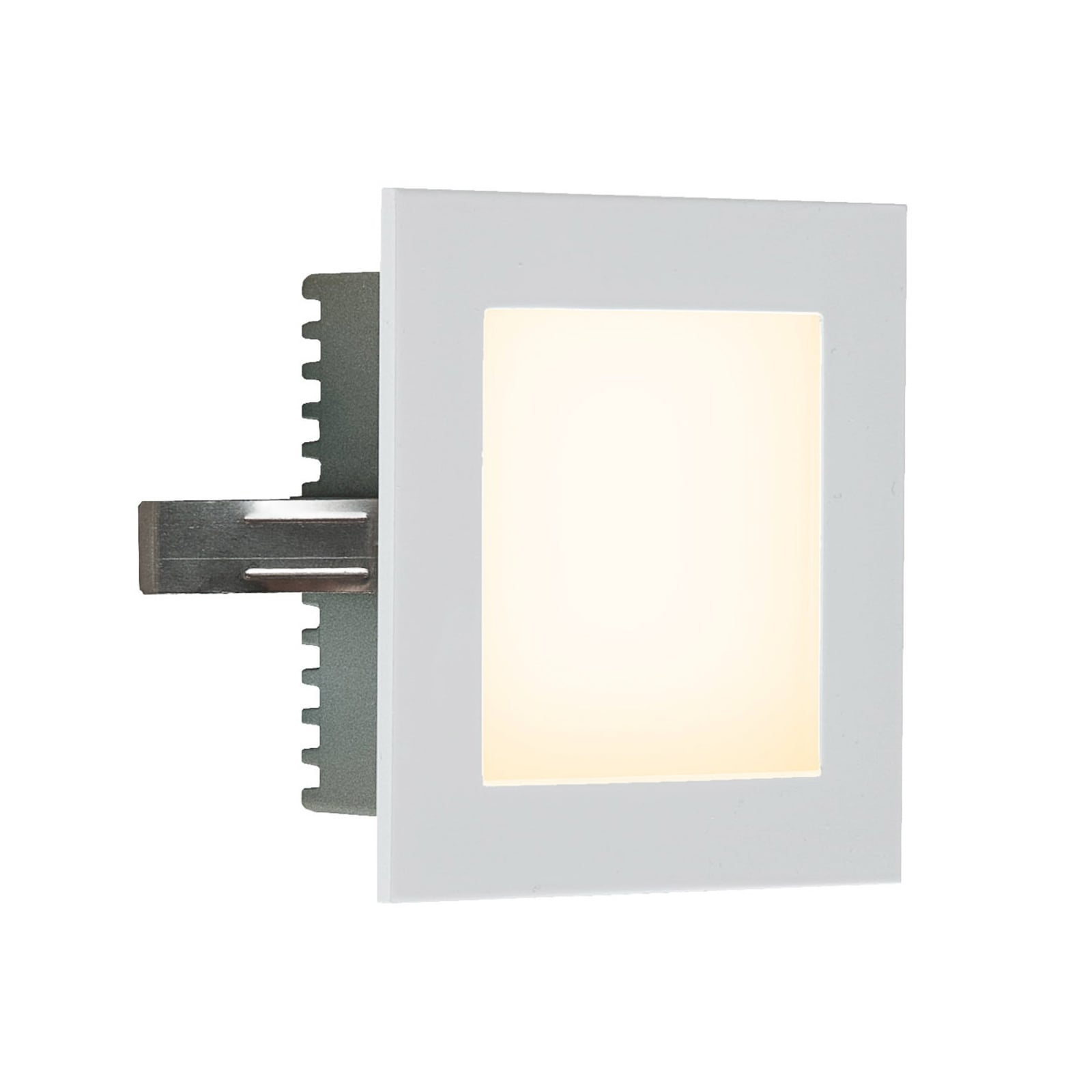 LED vegginnbyggingslampe P2180 aluminium hvit 9x9 cm forfra