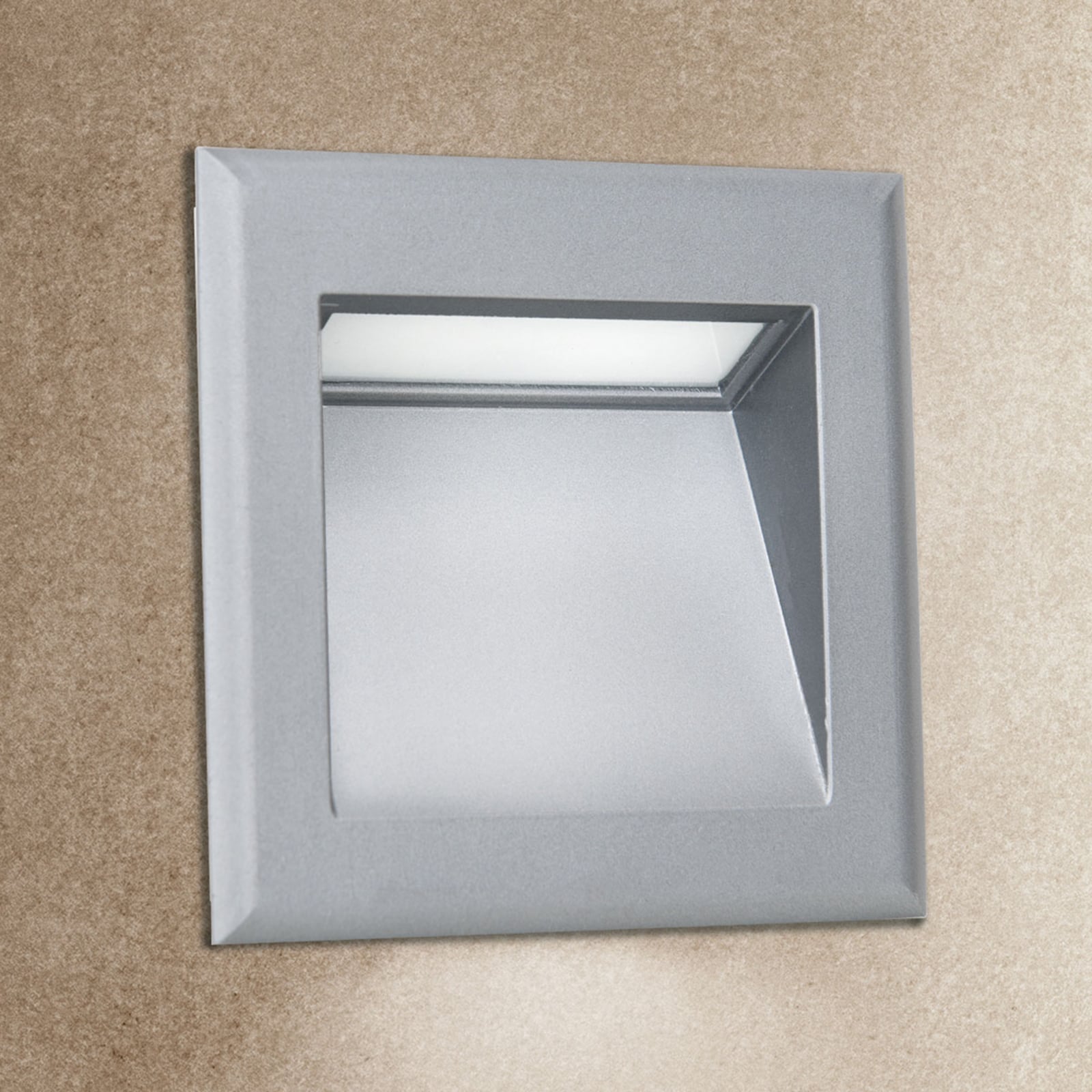 LED vegginnbyggingslampe Stairs grå aluminium 9x9 cm bakside