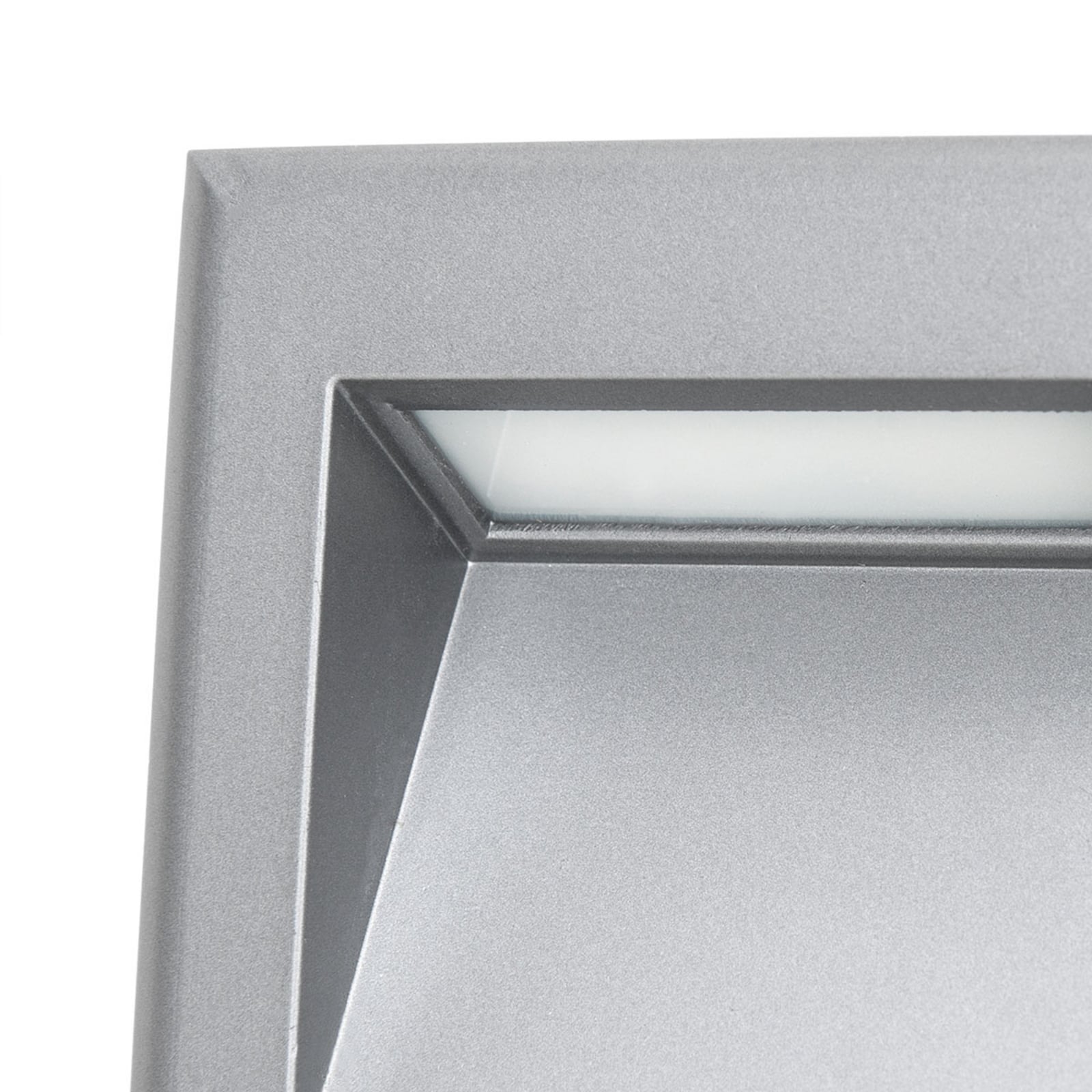 LED vegginnbyggingslampe Stairs grå aluminium detalj
