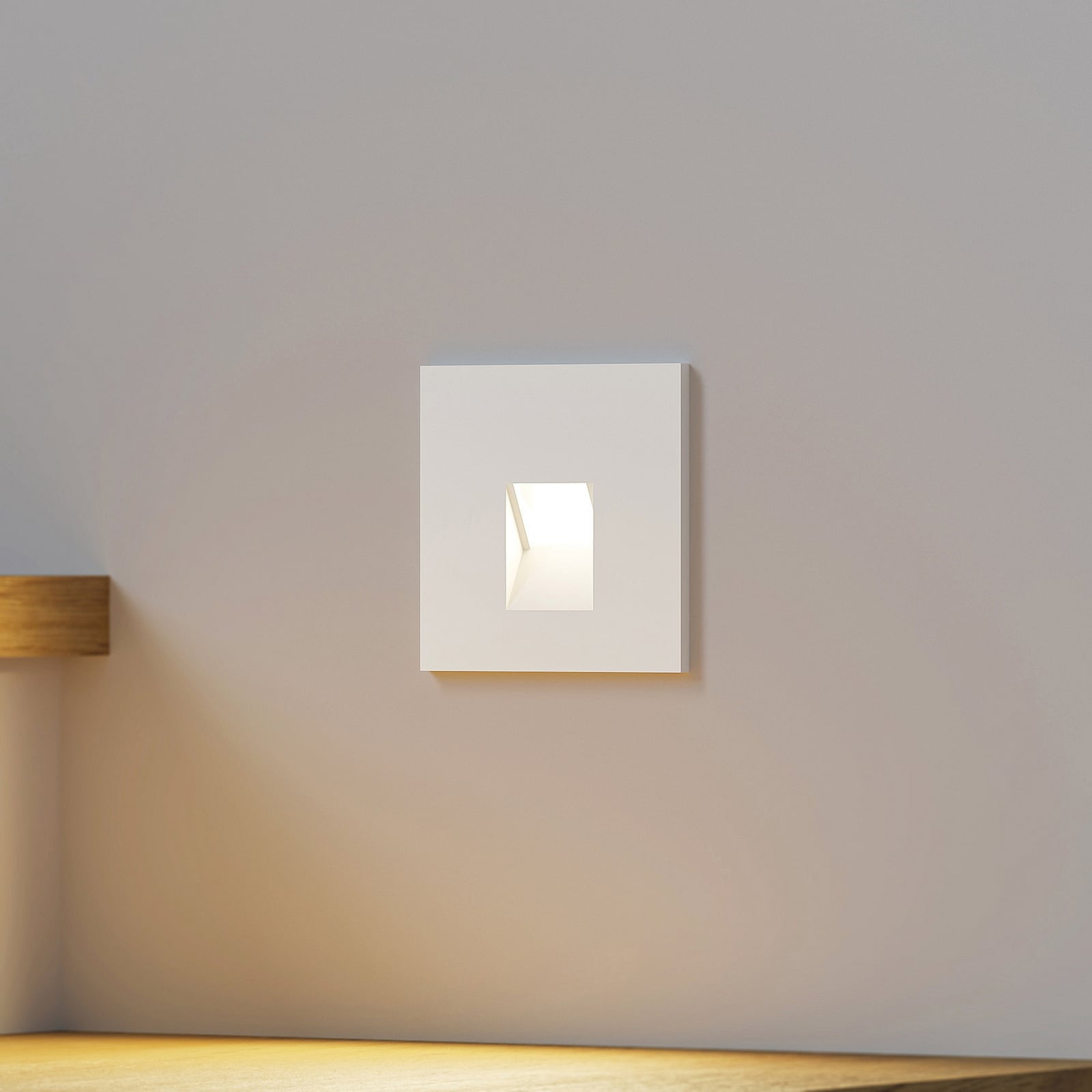 LED vegginnbyggingslampe Vexi hvit 7,5x7,5 cm dimbar CCT forfra