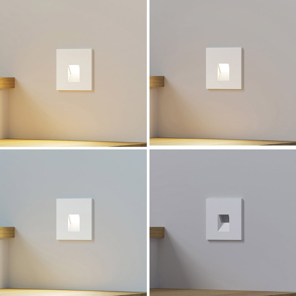 LED vegginnbyggingslampe Vexi hvit 7,5x7,5 cm dimbar CCT bakside
