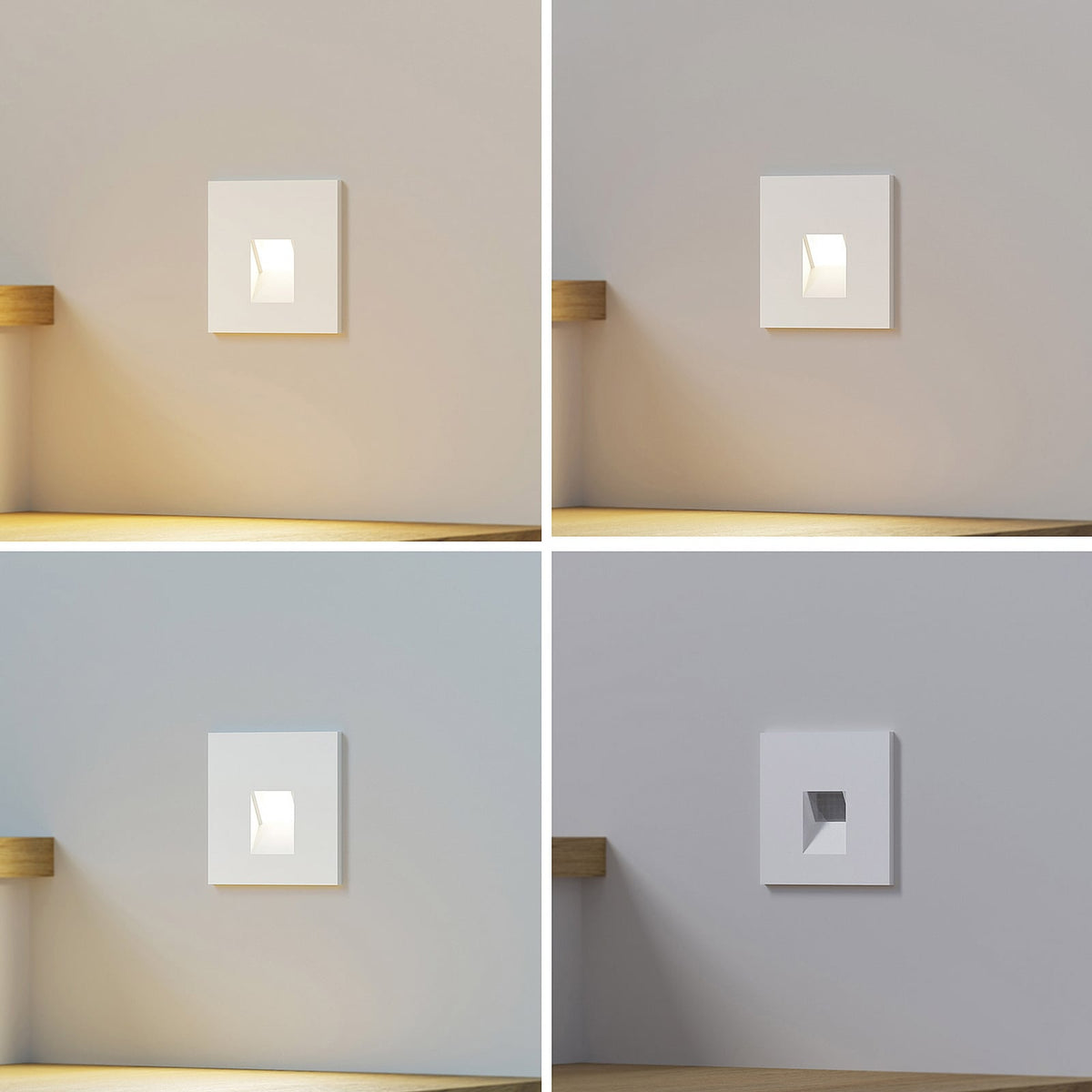 LED vegginnbyggingslampe Vexi hvit 7,5x7,5 cm dimbar CCT bakside