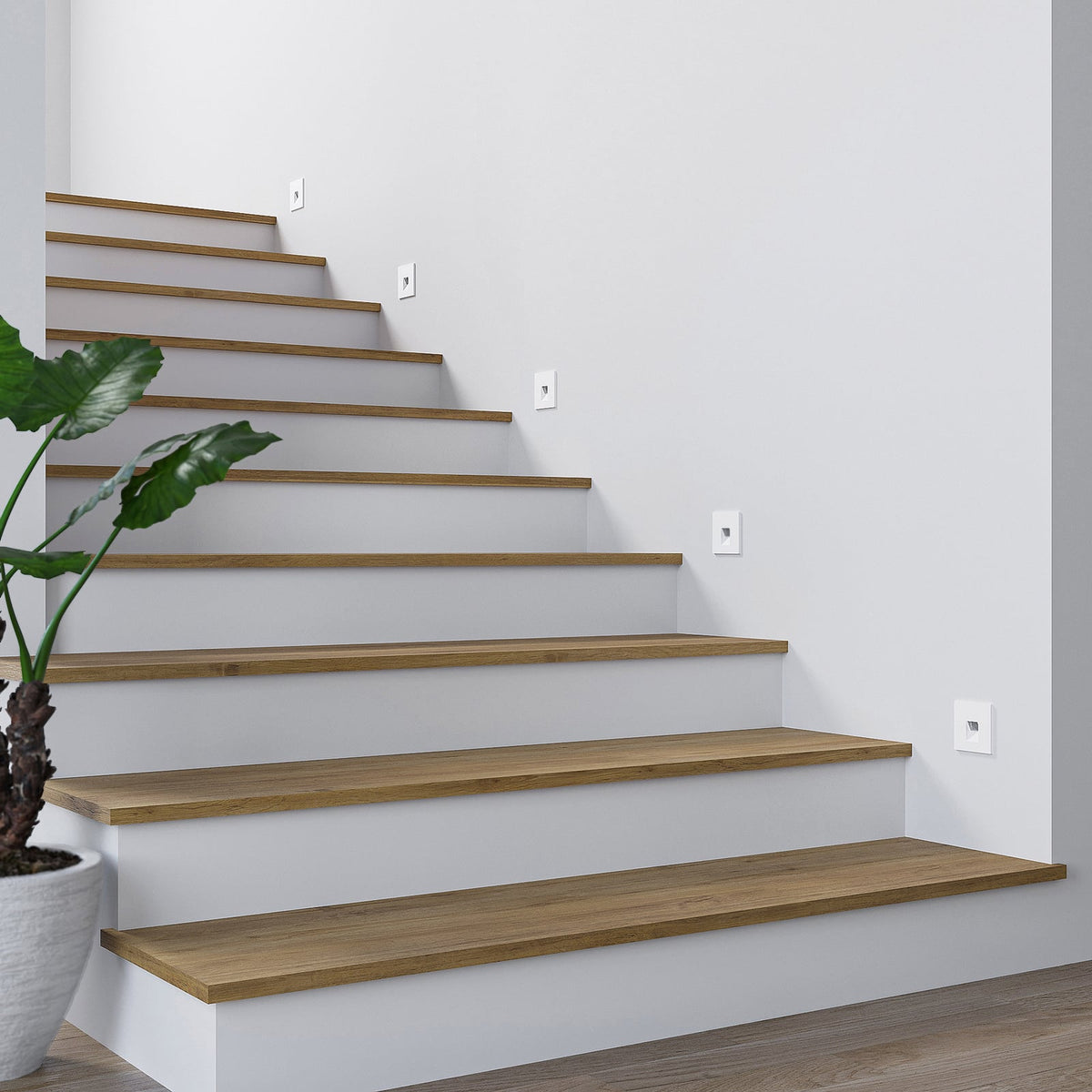 Montert LED vegginnbyggingslampe Vexi hvit 7,5x7,5 cm dimbar CCT i vegg
