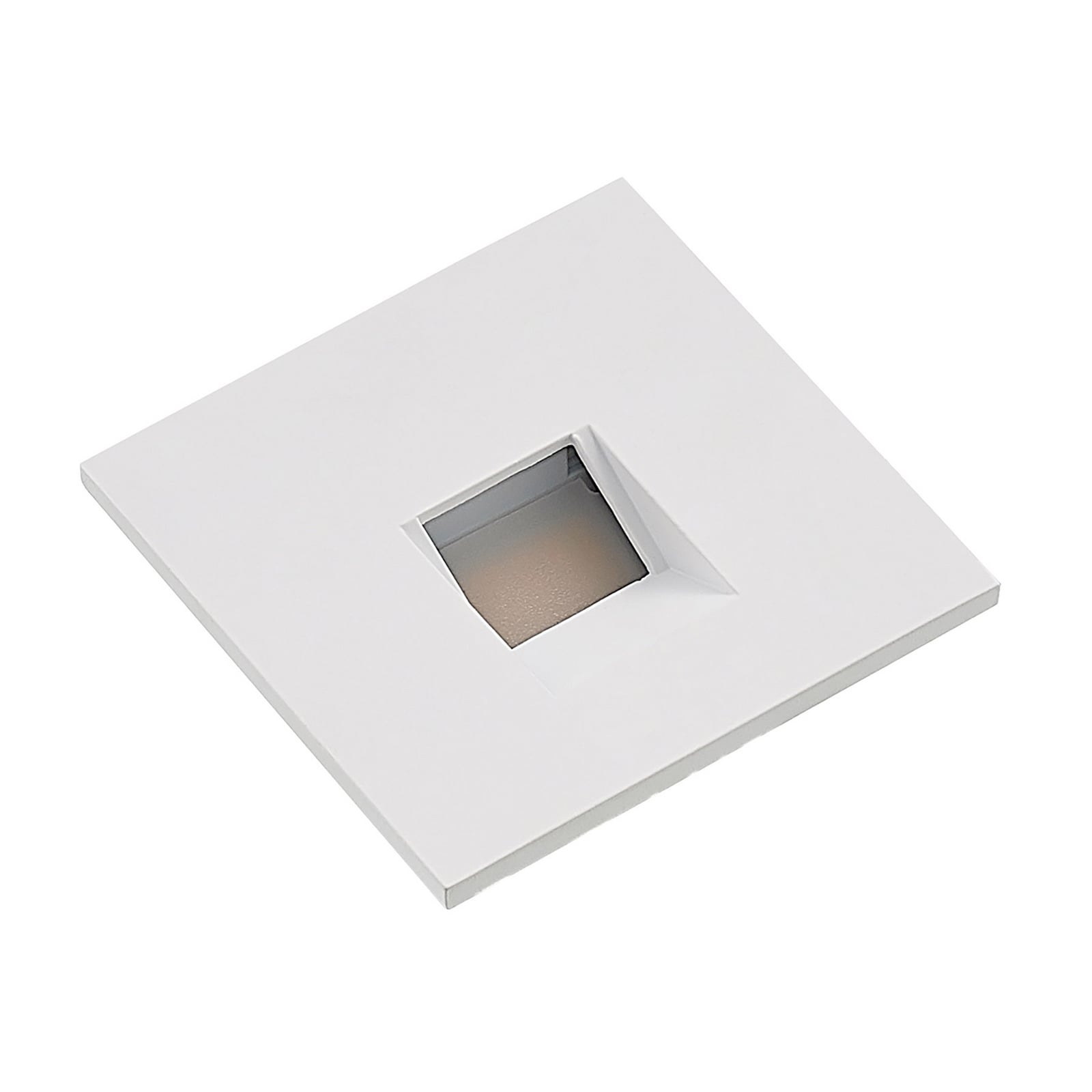 Nærbilde av LED vegginnbyggingslampe Vexi hvit 7,5x7,5 cm dimbar CCT