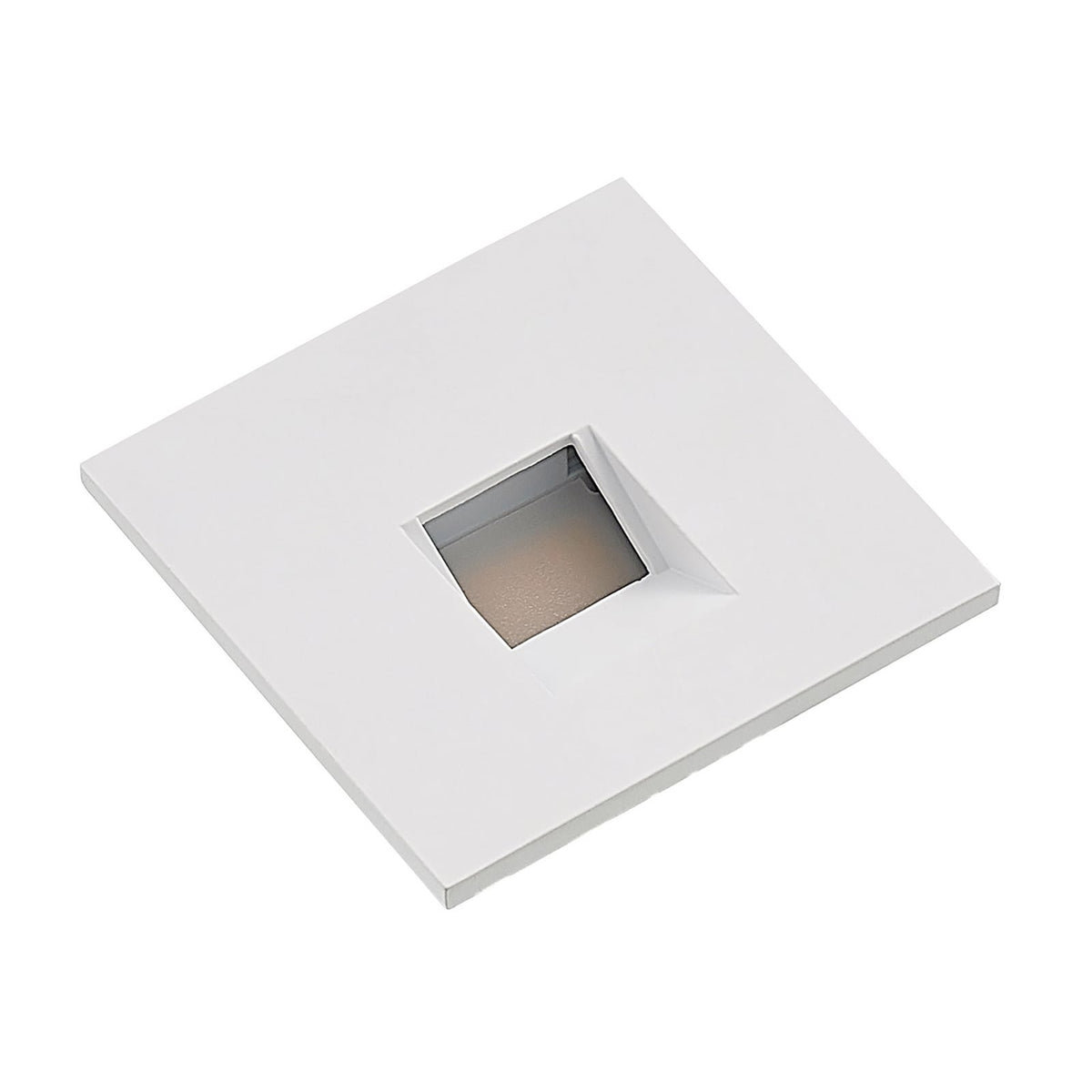 Nærbilde av LED vegginnbyggingslampe Vexi hvit 7,5x7,5 cm dimbar CCT