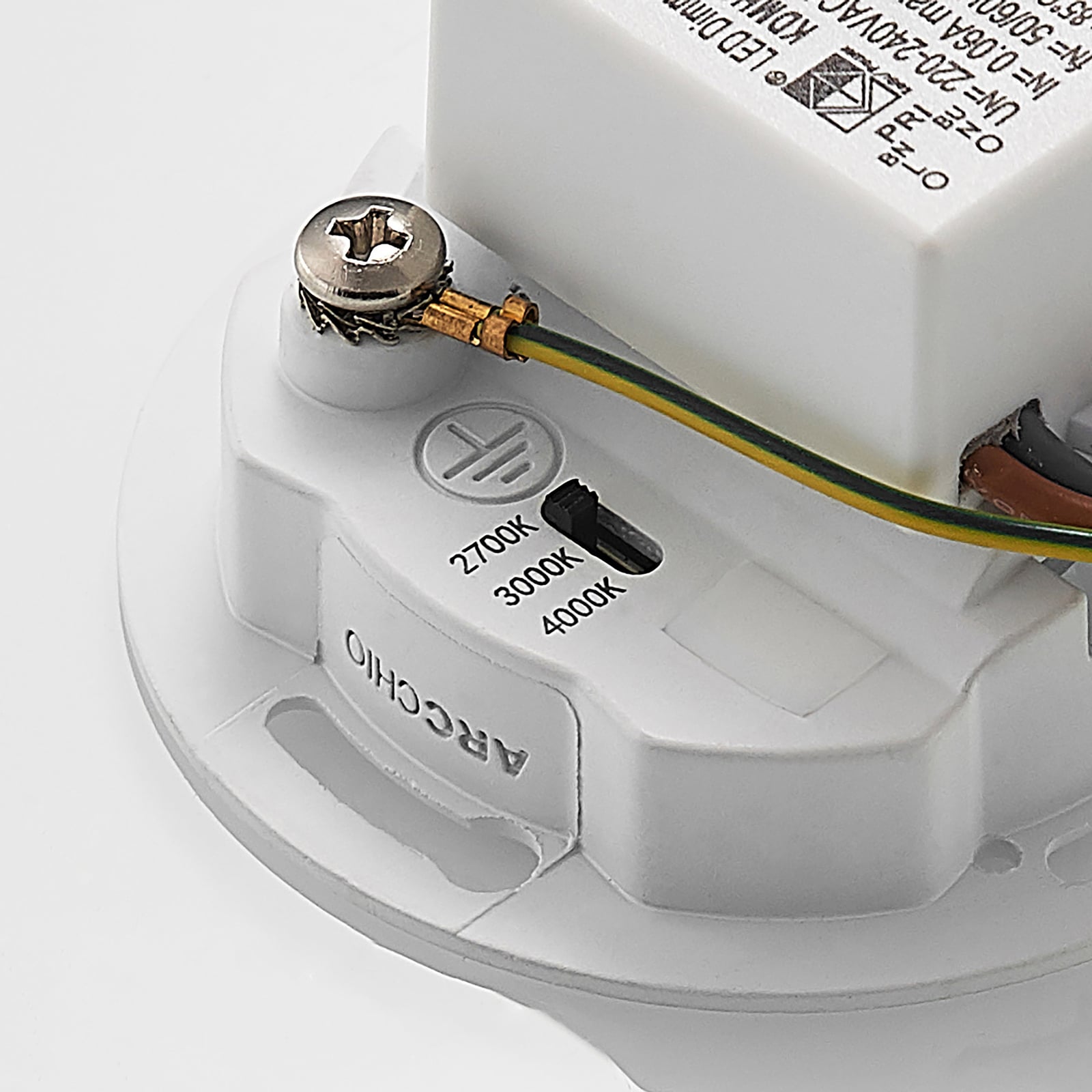 LED vegginnbyggingslampe Vexi hvit 7,5x7,5 cm dimbar CCT produktbilde
