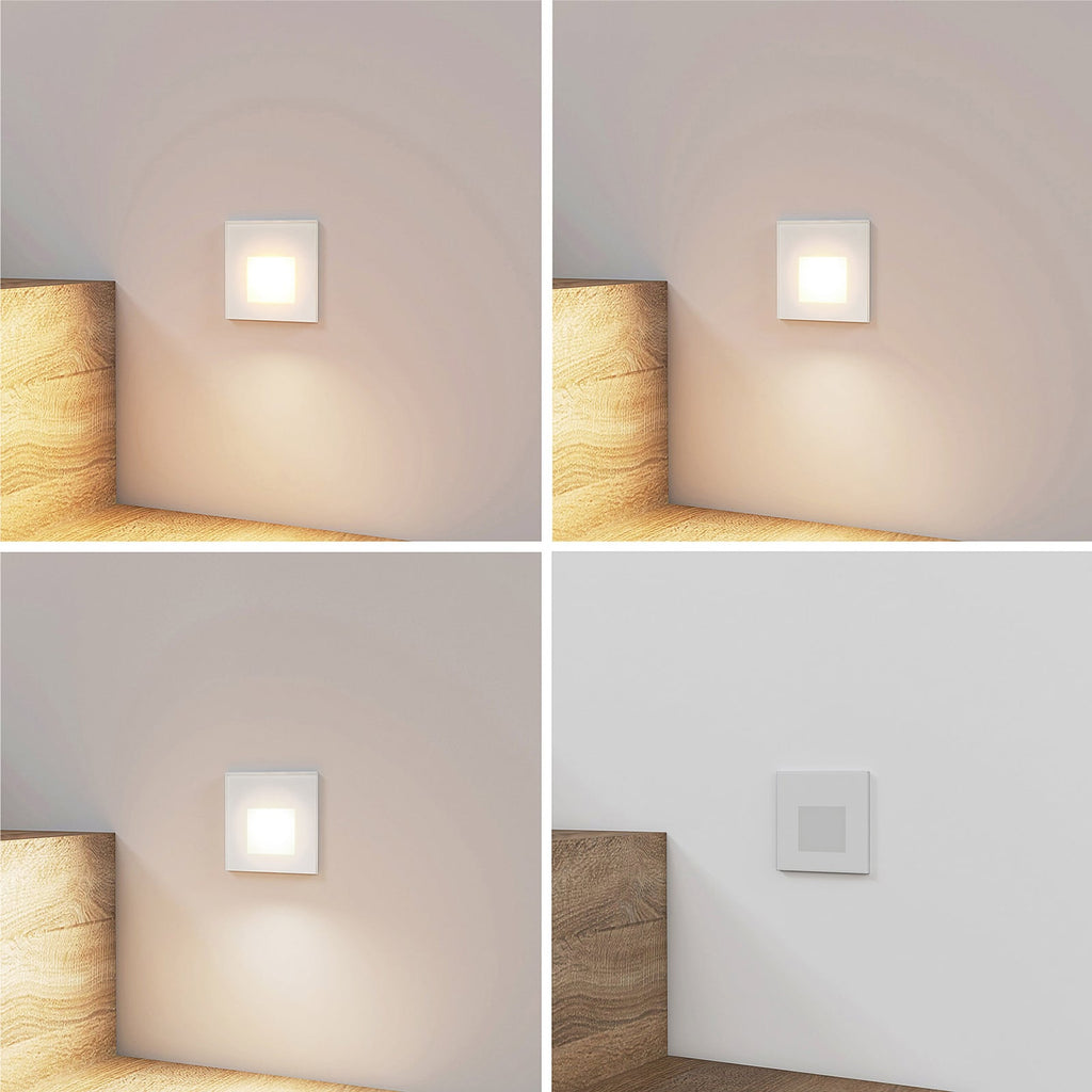 LED vegginnbyggingslampe Vexi hvit 7,8x7,8 cm dimbar CCT bakside