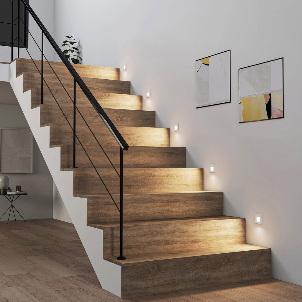 LED vegginnbyggingslampe Vexi hvit 7,8x7,8 cm dimbar CCT detalj
