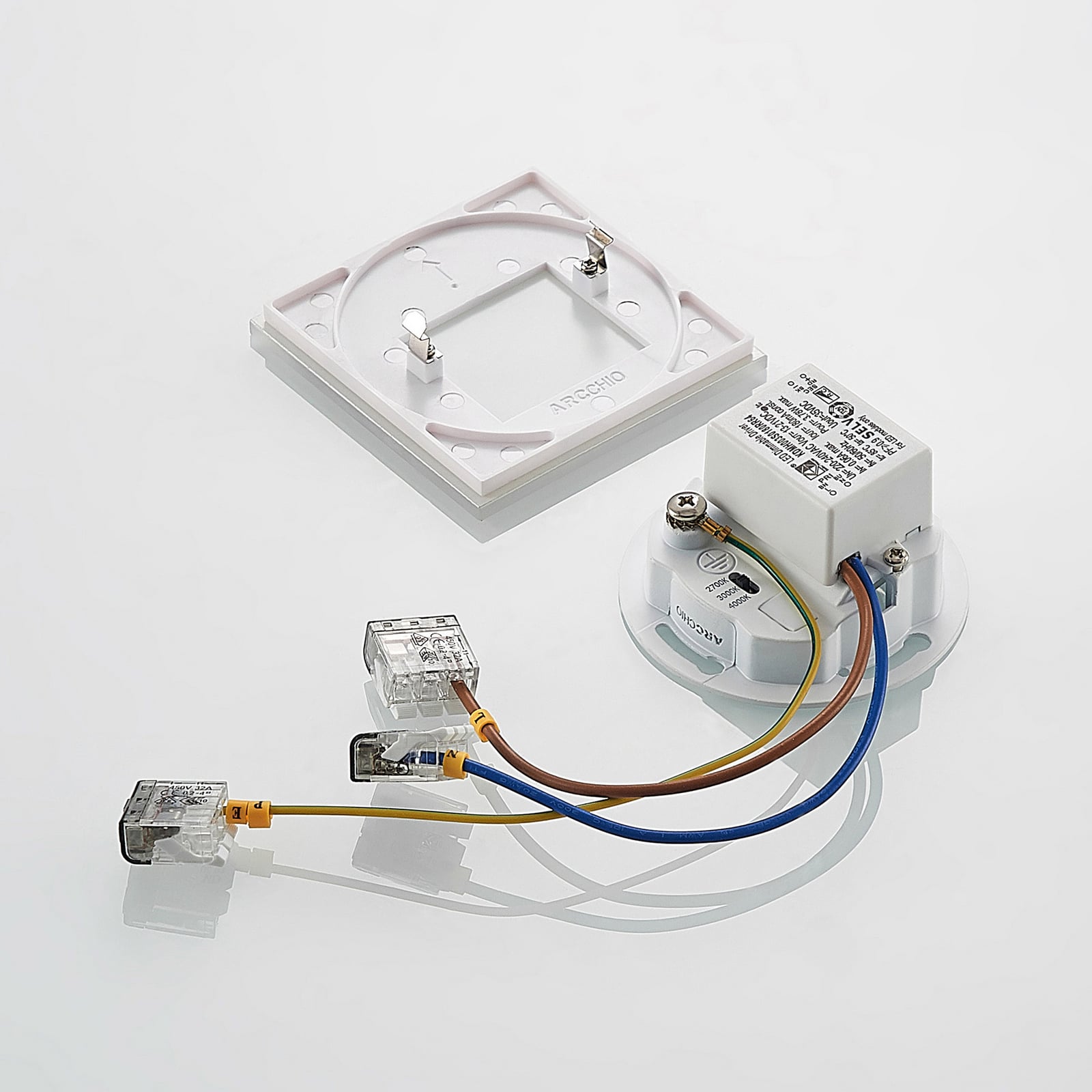 LED vegginnbyggingslampe Vexi hvit 7,8x7,8 cm dimbar CCT installasjon