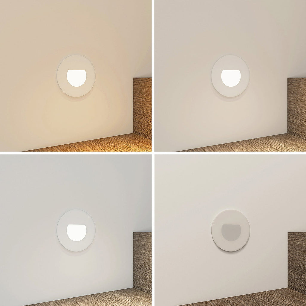 LED vegginnbyggingslampe Vexi rund hvit aluminium forfra