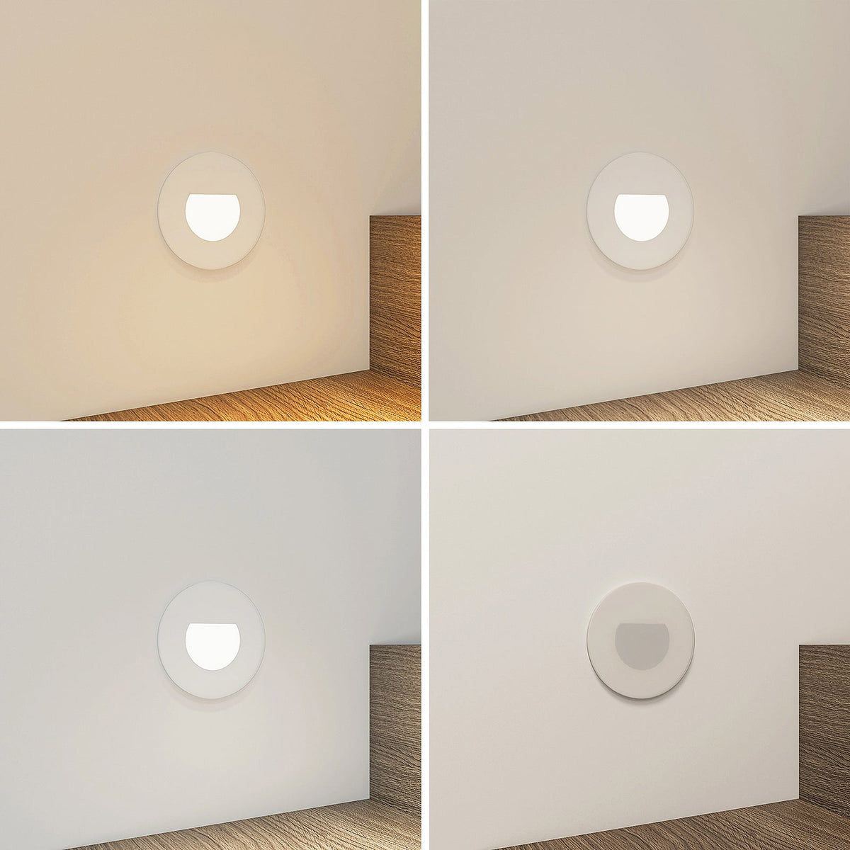 LED vegginnbyggingslampe Vexi rund hvit aluminium forfra