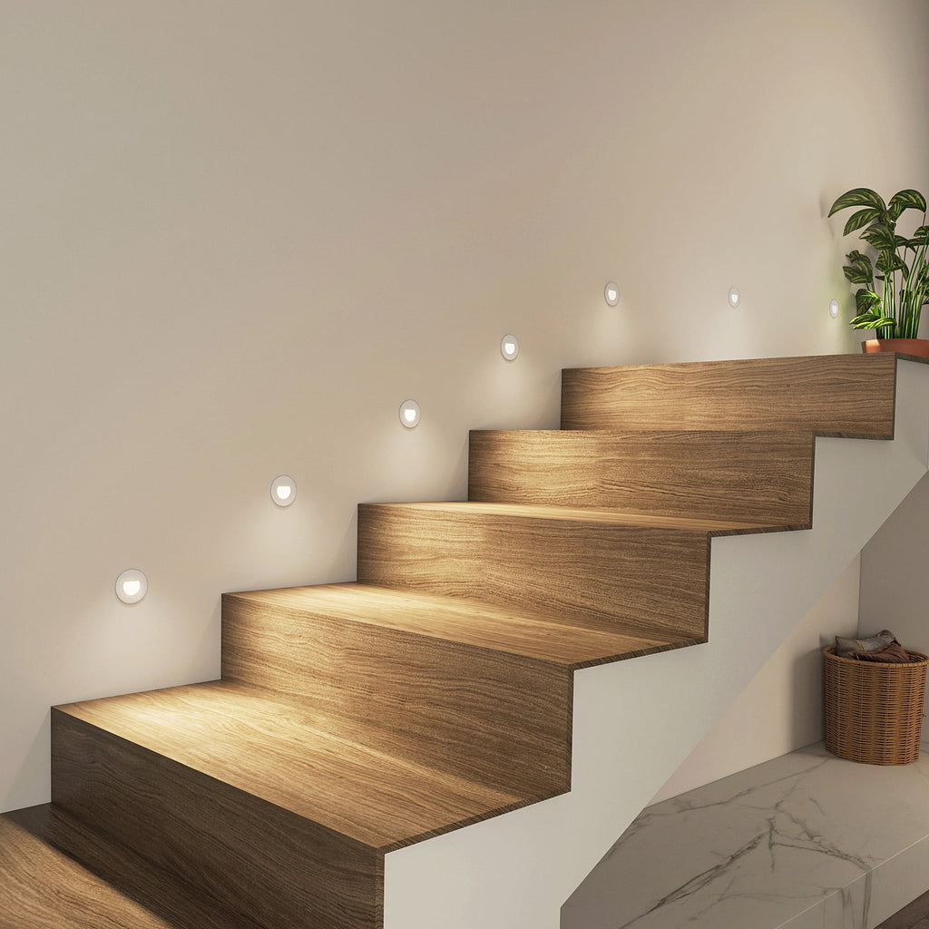 LED vegginnbyggingslampe Vexi rund hvit aluminium bakside