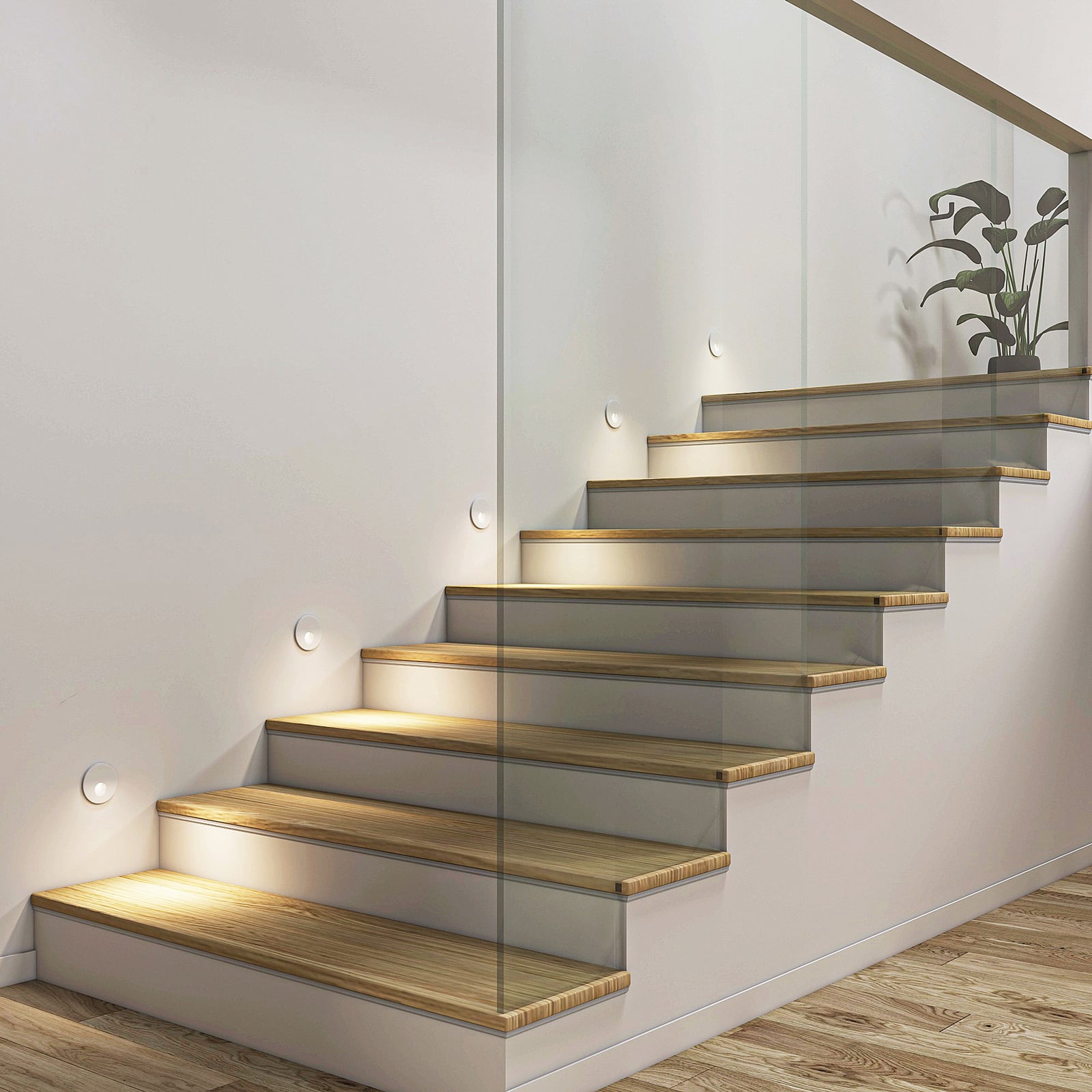 LED vegginnbyggingslampe Vexi rund hvit aluminium detalj