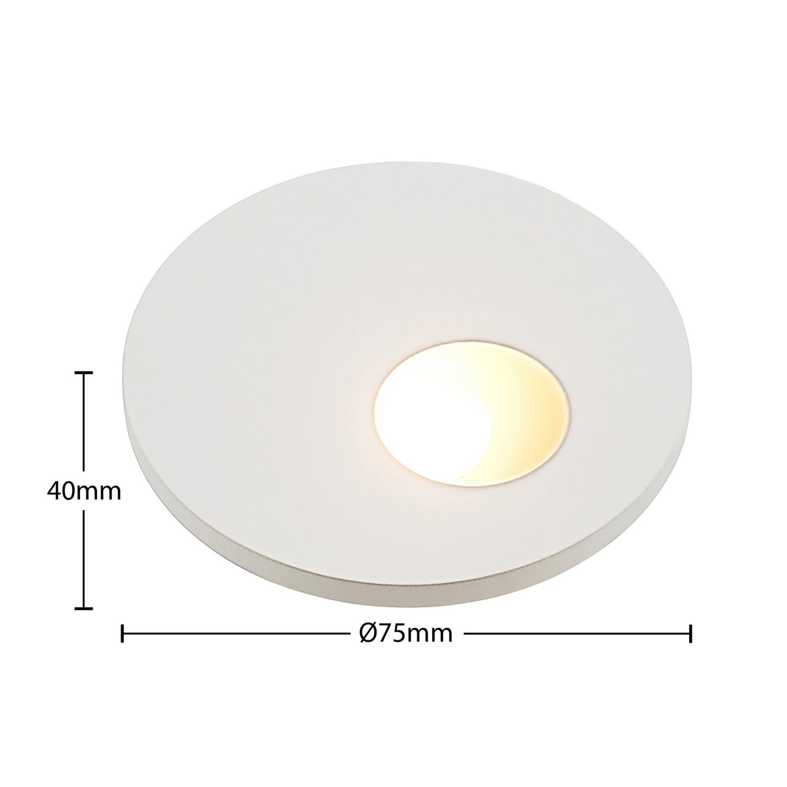 LED vegginnbyggingslampe Vexi rund hvit aluminium lampe på vegg