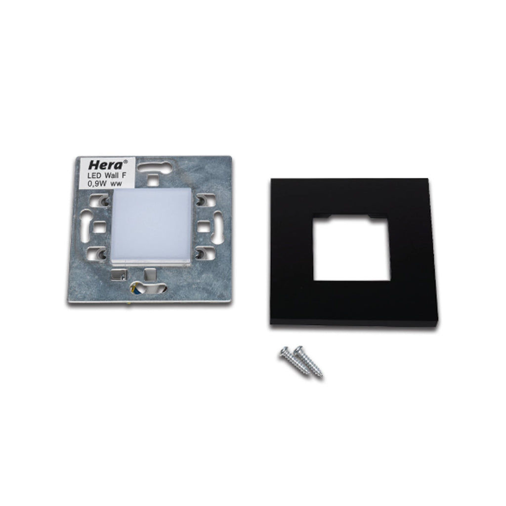 LED vegginnbyggingslampe Wall F svart 7,5x7,5 cm nærbilde