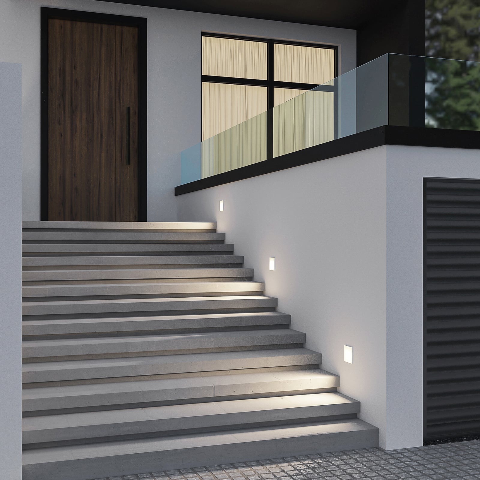 LED vegginnbyggingslampe Zamo hvit 11 cm dimbar IP65 bakside