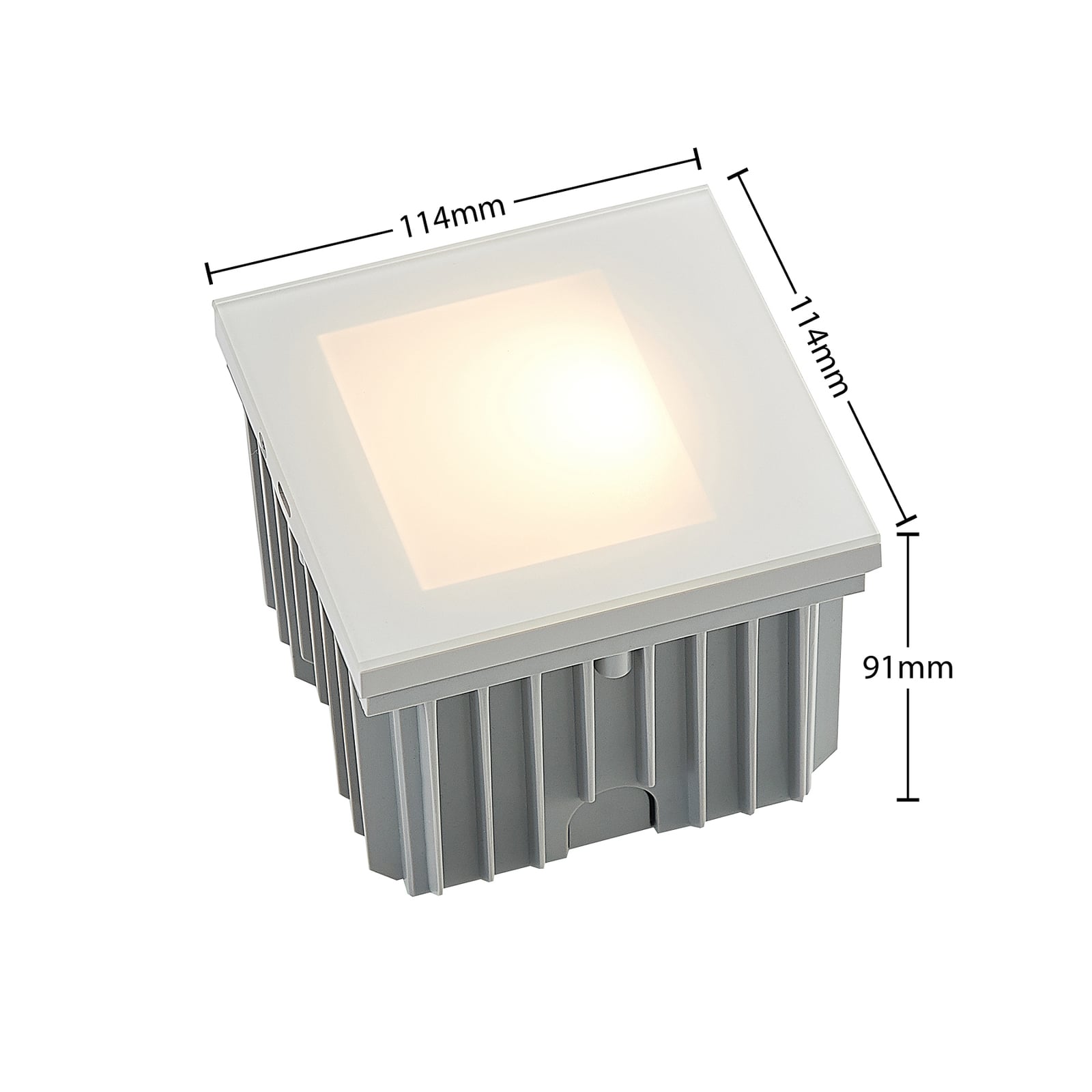 LED vegginnbyggingslampe Zamo hvit 11 cm dimbar IP65 nærbilde av lyskilde