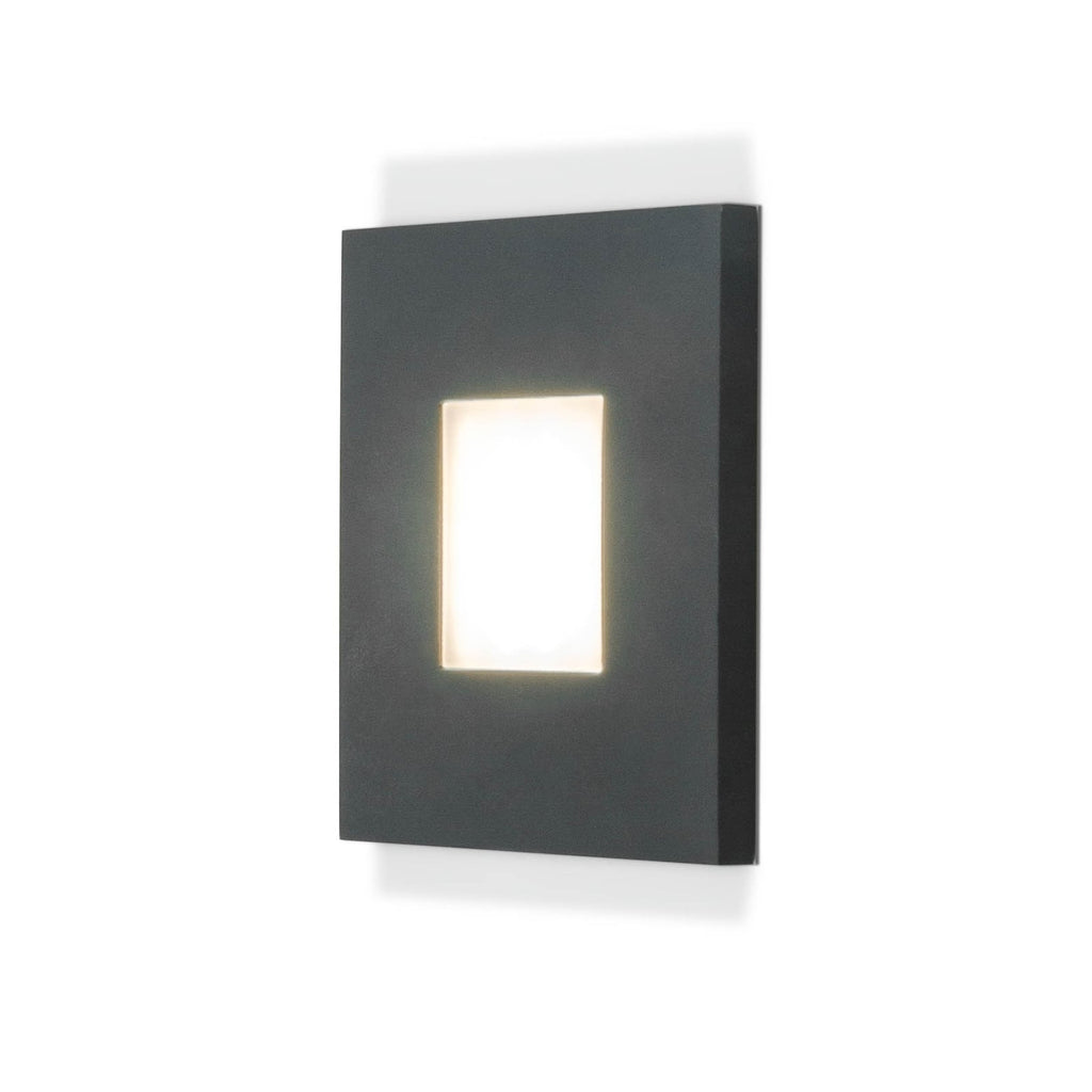 LED vegginnbyggingsspot antrasitt 7,6x7,6 cm IP44 - EVN forfra