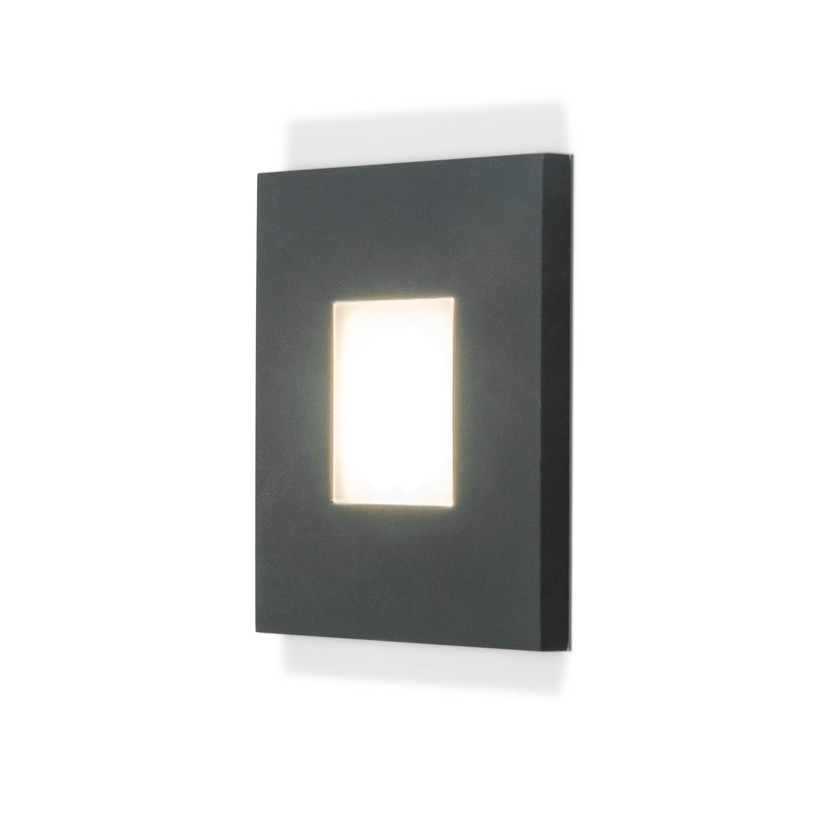 LED vegginnbyggingsspot antrasitt 7,6x7,6 cm IP44 - EVN forfra