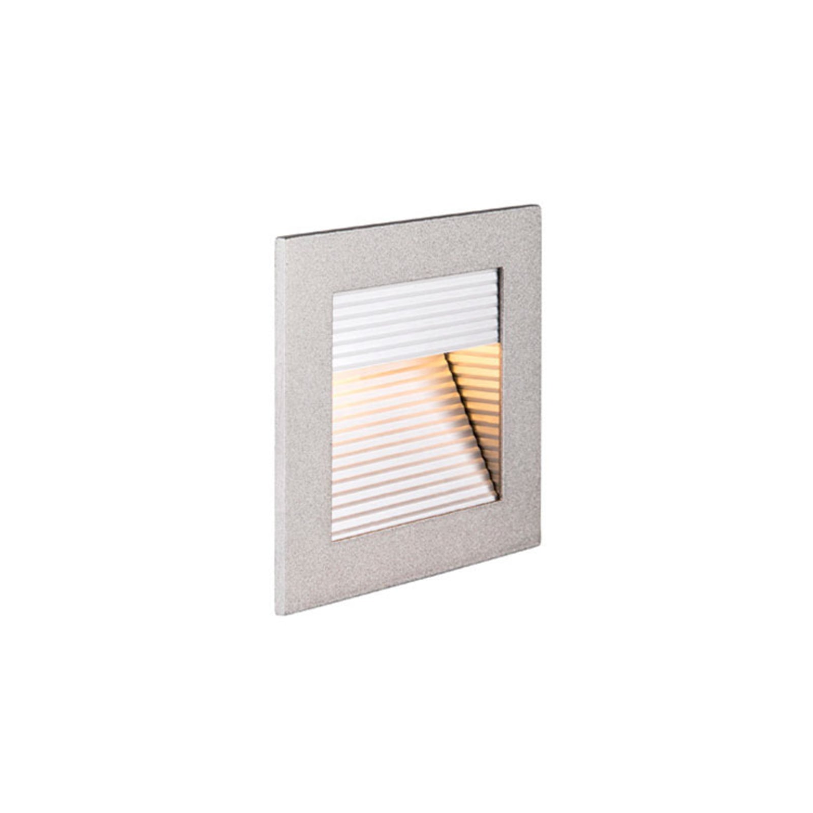 LED vegginnbyggingsspot Frame Curve sølv 9x9 cm forfra