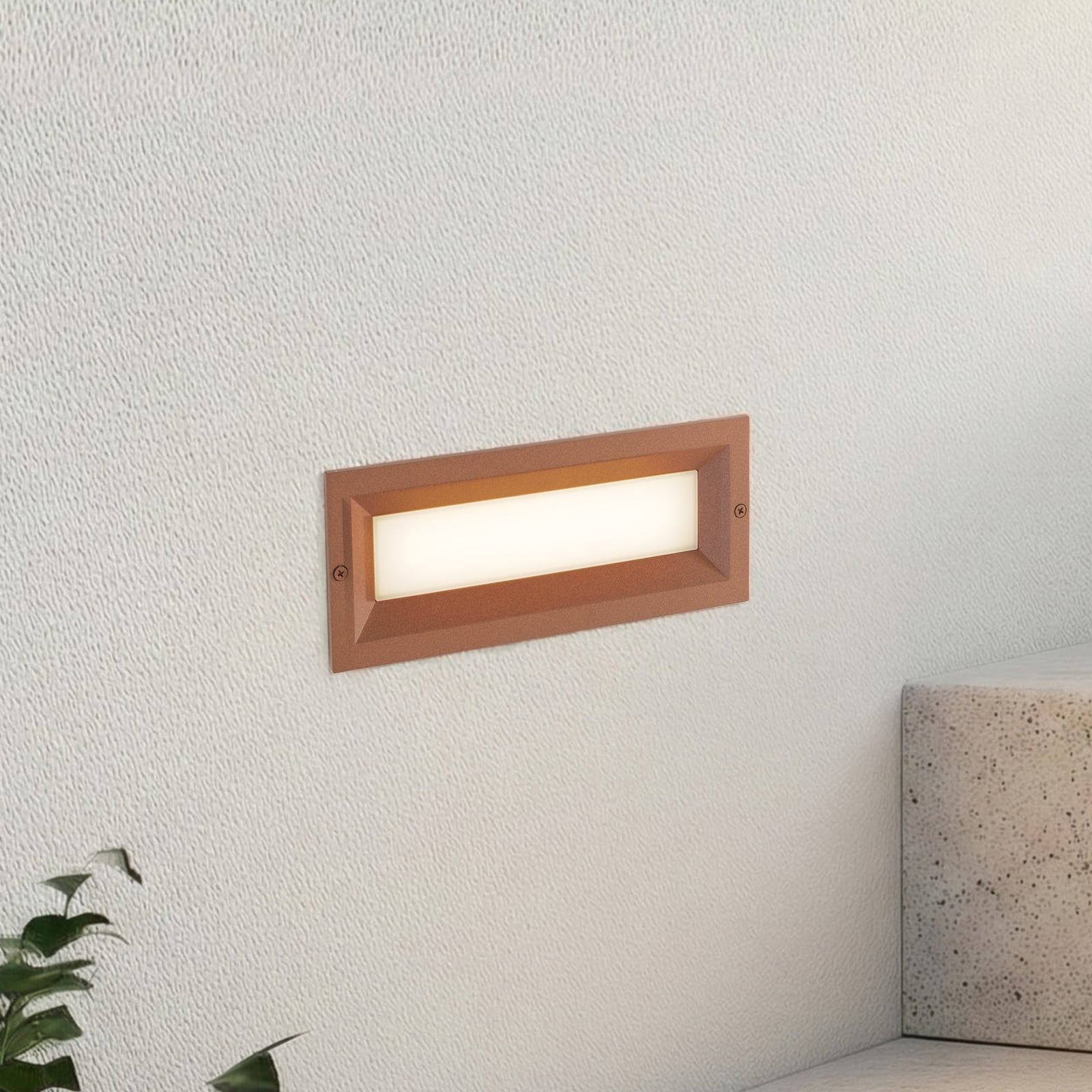 LED vegginnbyggingsspot Lachlain rustfarget forfra