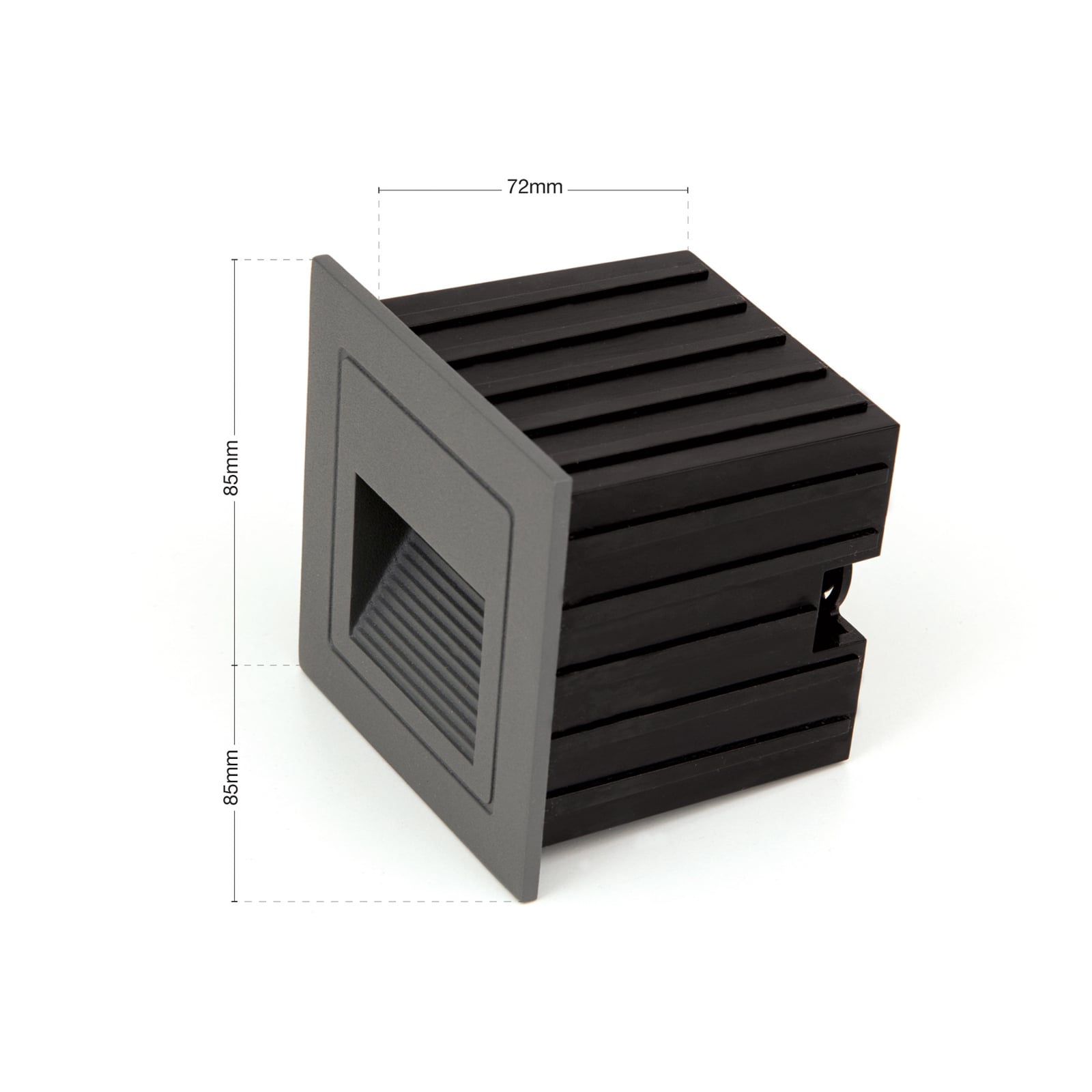 LED vegginnbyggingsspot Loro antrasitt aluminium detalj