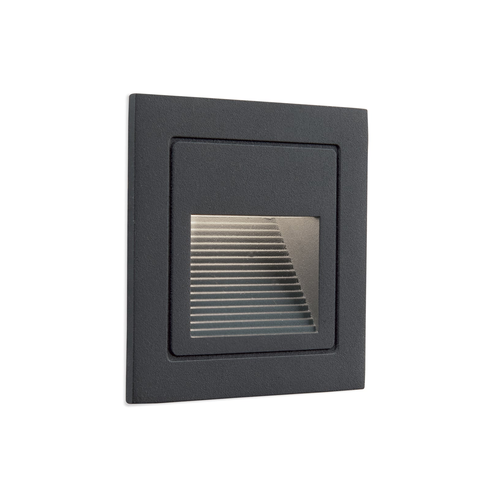LED vegginnbyggingsspot Loro antrasitt aluminium front