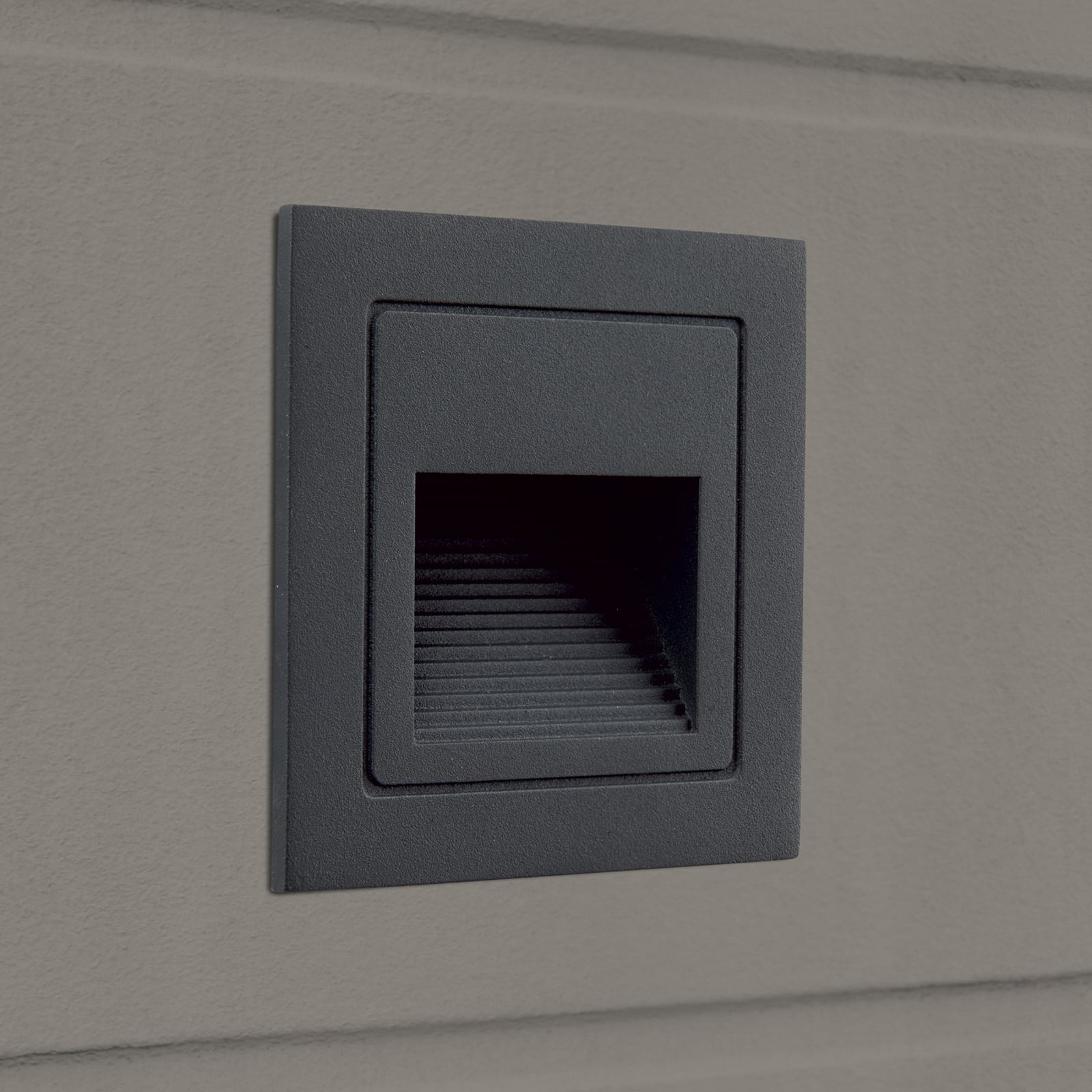 LED vegginnbyggingsspot Loro antrasitt aluminium nærbilde
