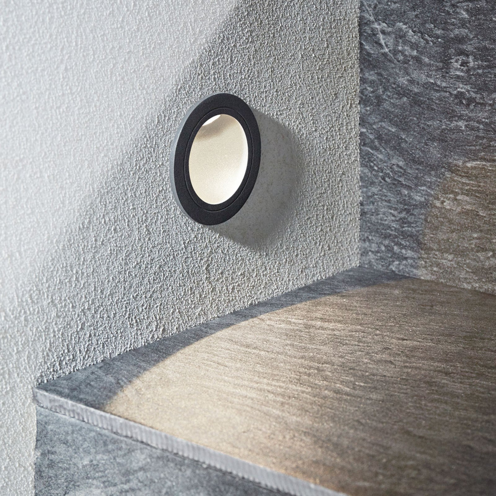 LED vegginnbyggingsspot Pordis rund antrasitt forfra