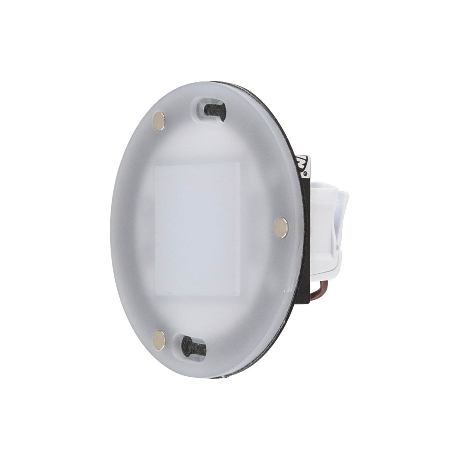 Nærbilde av magnetisk ramme på LED vegginnbyggingsspot rustfritt stål 7,6x7,6 cm IP44 - EVN