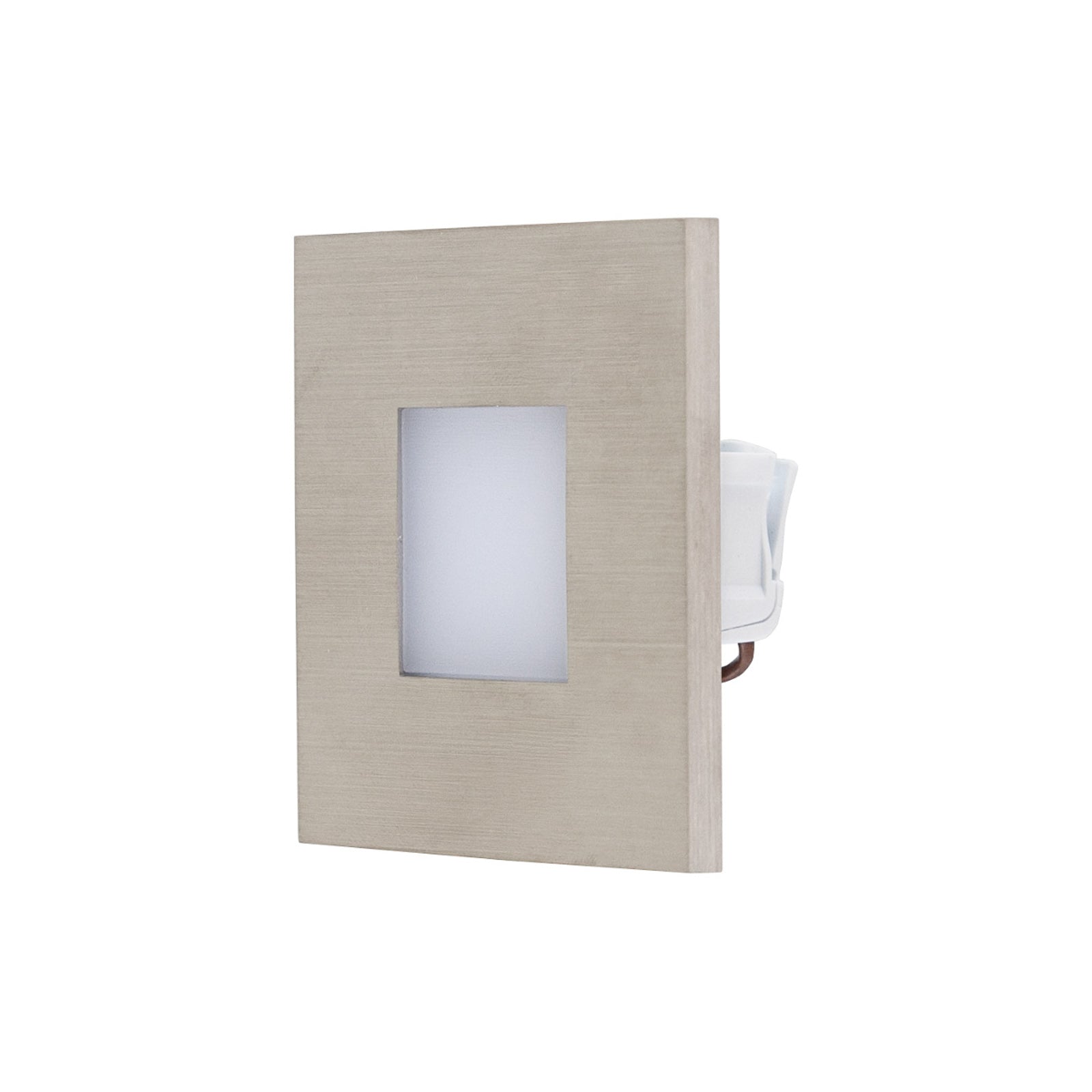 LED vegginnbyggingsspot rustfritt stål 7,6x7,6 cm IP44 - EVN lysfordeling
