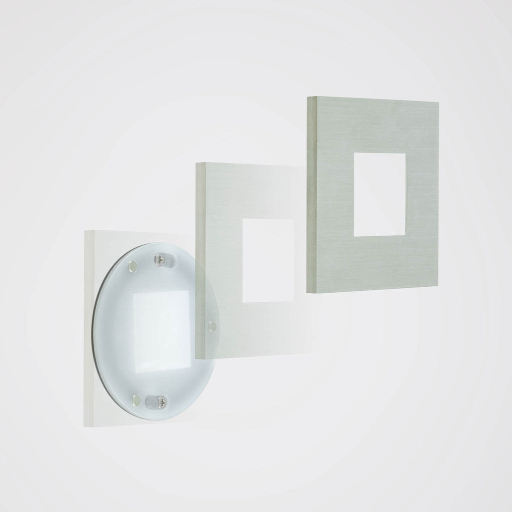 LED vegginnbyggingsspot rustfritt stål 7,6x7,6 cm IP44 - EVN installasjon